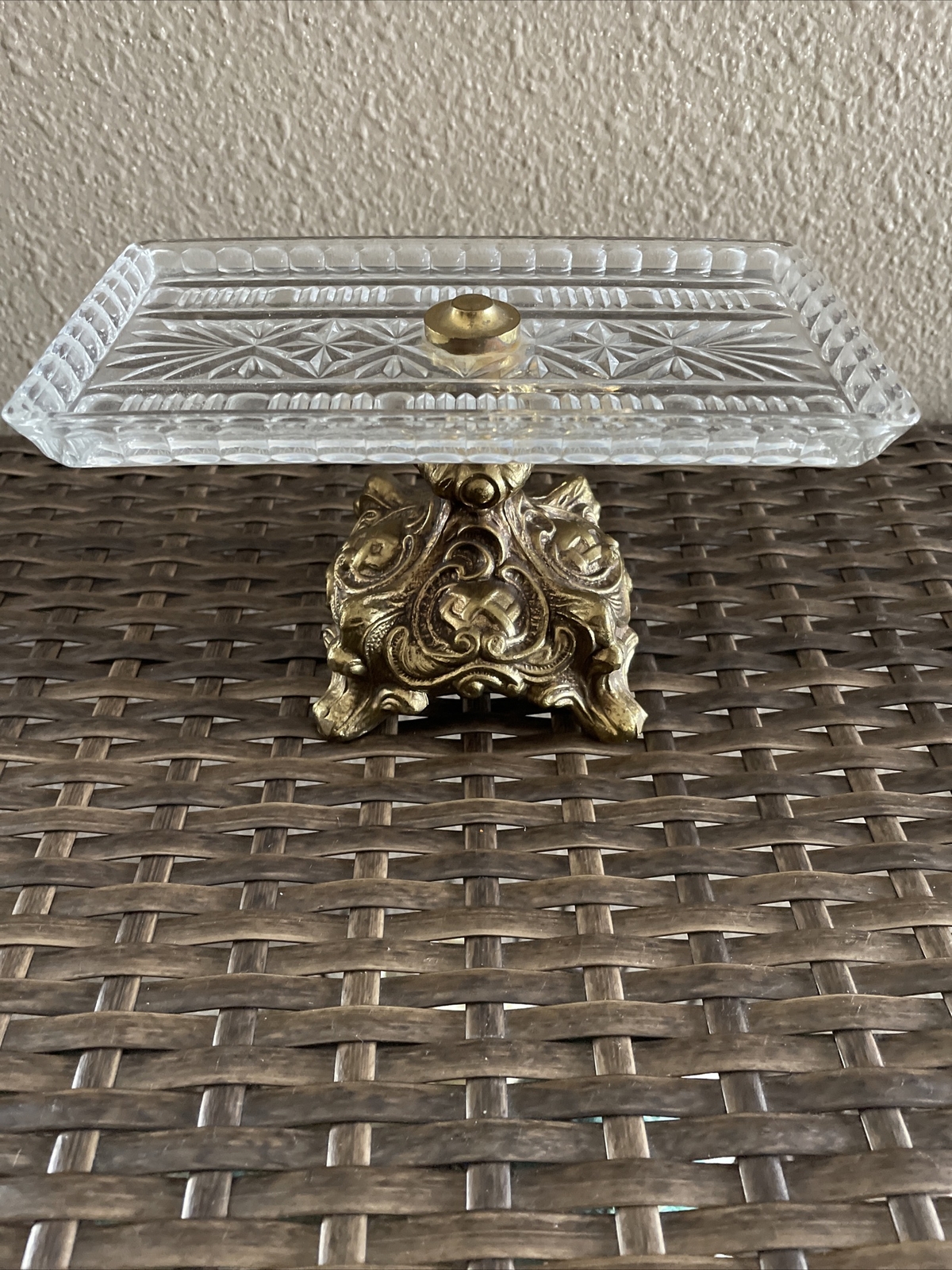 Cut Glass Crystal Burst Pattern Candy Nut, Butters Pedestal ￼Server Dish Tray