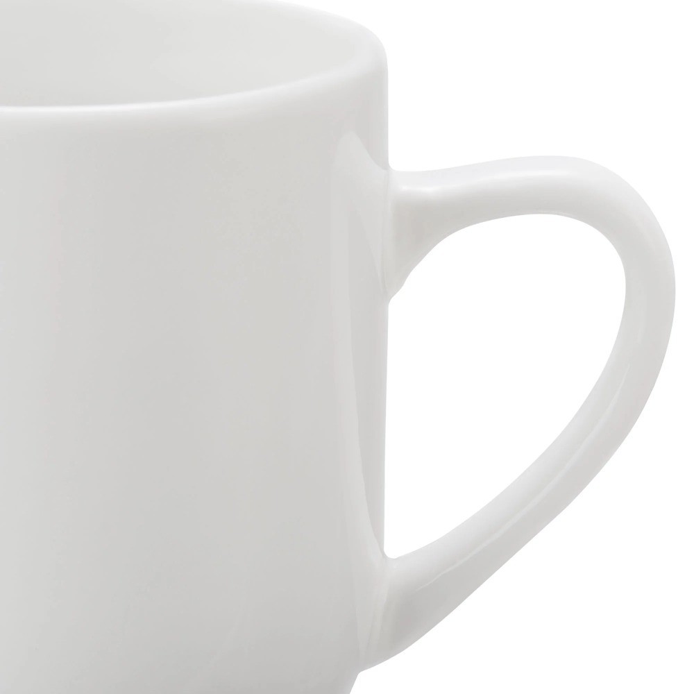 Glazed White Stoneware 12 Ounce Mugs 6 Pack Set of Dishwasher Safe Coffee Cups