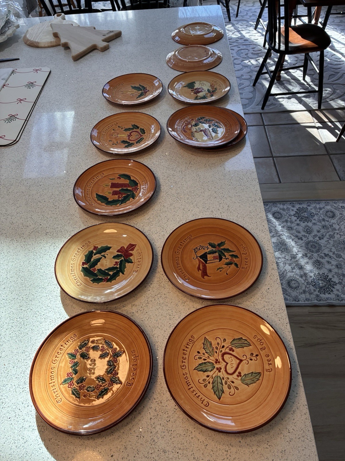 Christmas Wall Plates Vintage Lot of 12-Pennsbury-Decade of Plates – Less 1967