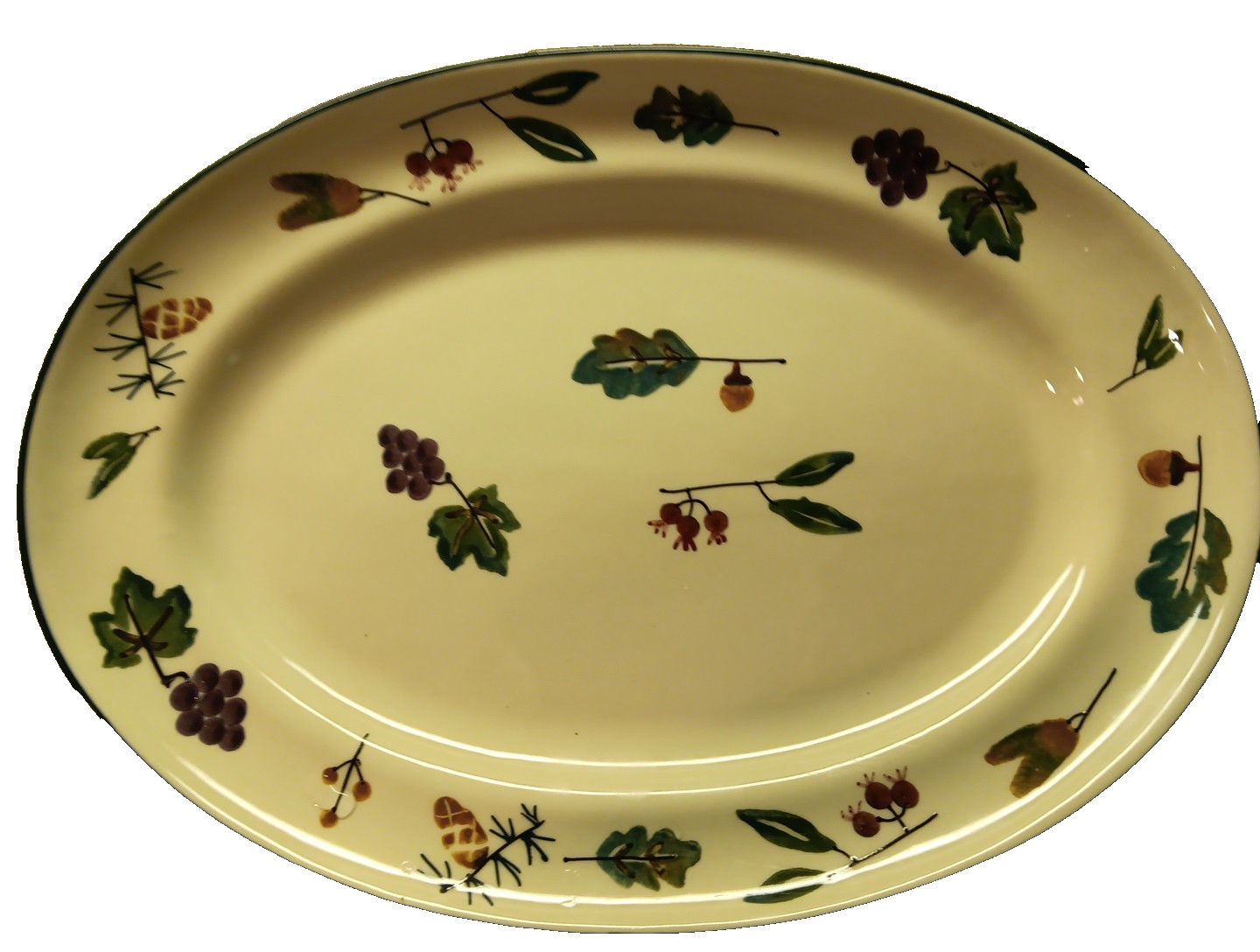 Hartstone Pottery Woodland Grapes Leaves 16 ” Oval Platter EUC🥀