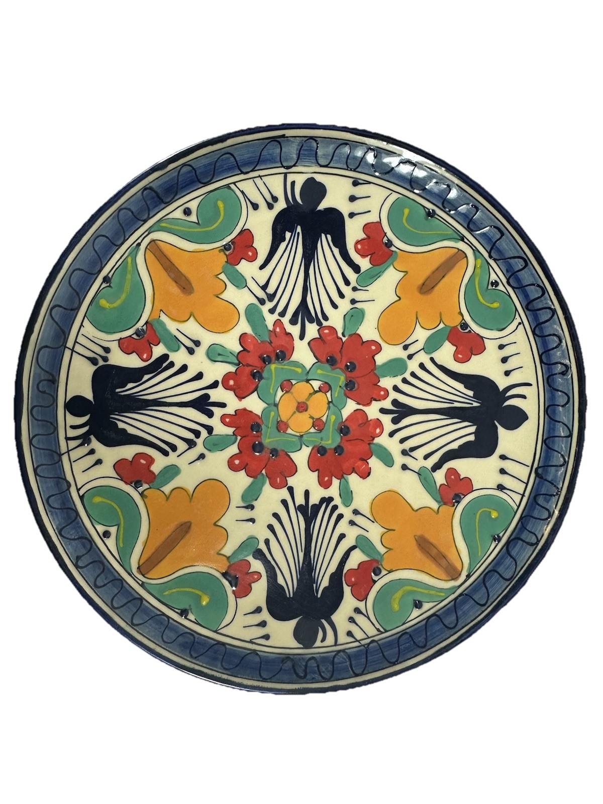 Talavera Mexican Pottery Platter 12″ Wall Art Colorful Birds & Flowers Lead Free