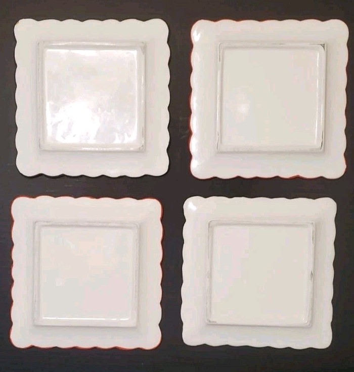 Dessert Cake Cupcakes Plates Square 8″ Stripes Dots Wall Decor Plate Set of 4
