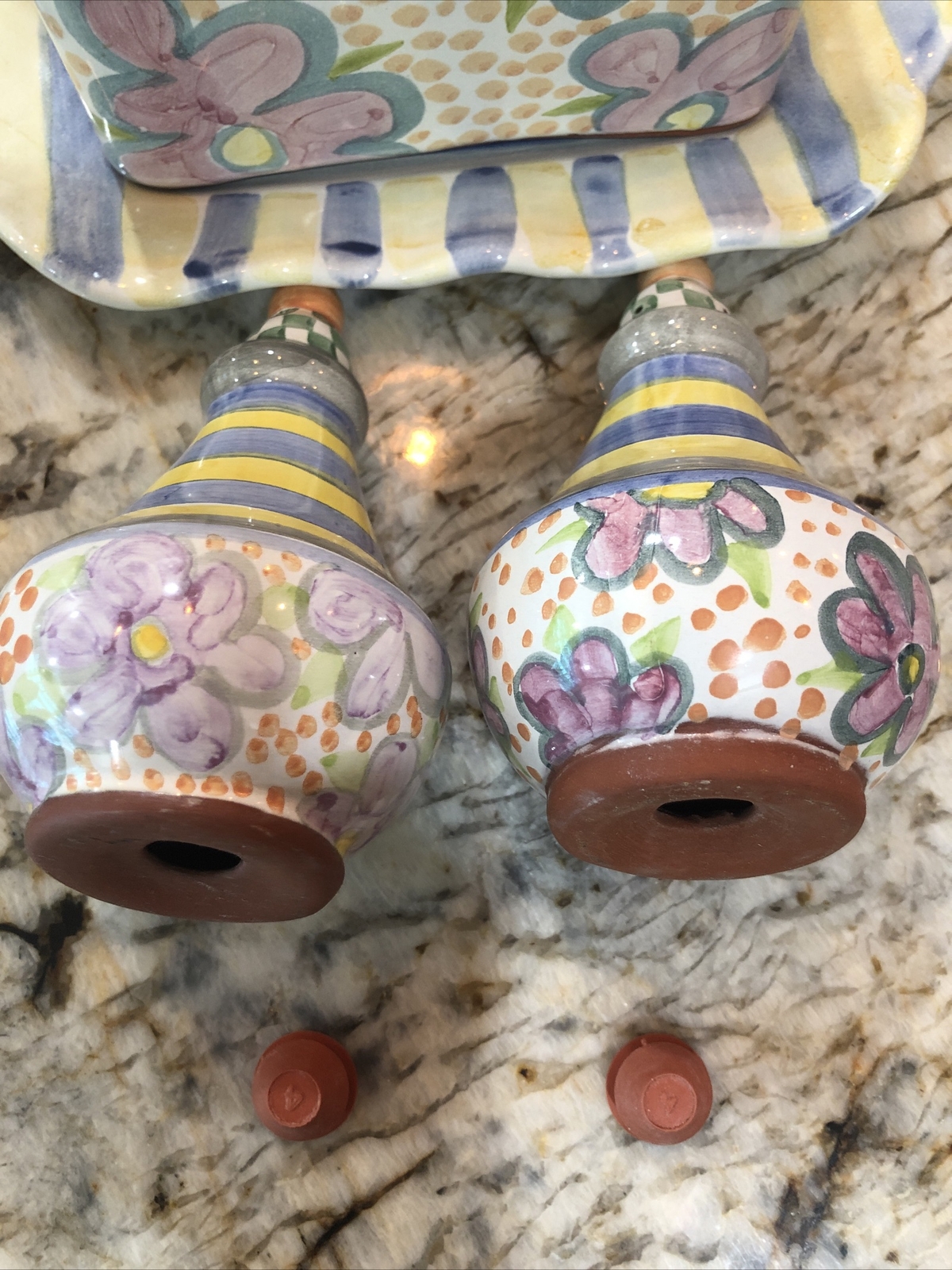 MacKenzie-Childs Ceramic Myrtle Salt & Pepper Shakers 1 Set Of 2