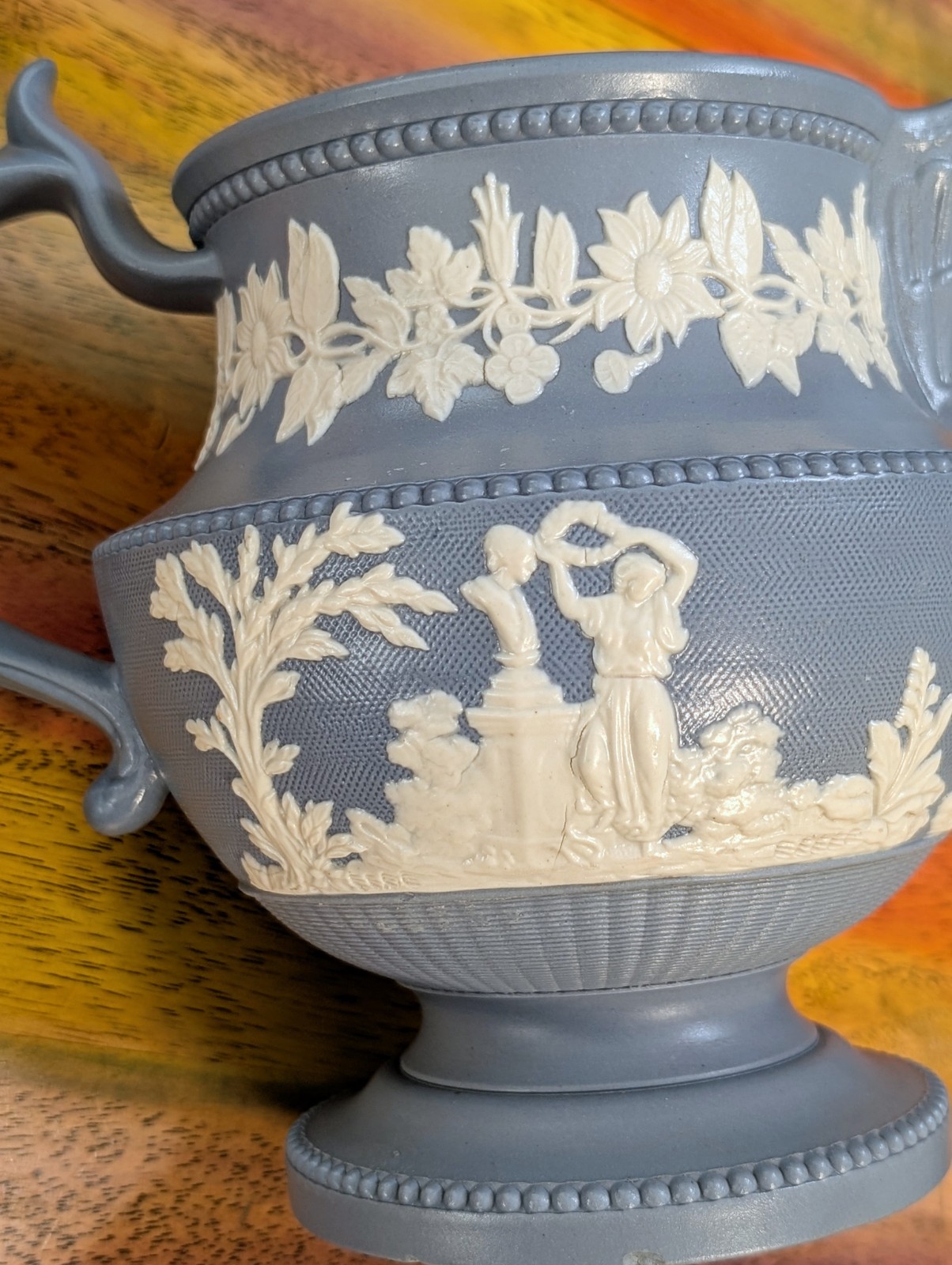 ⭐Antique Pitcher Staffordshire Chrysanthemum Factory stoneware Jug Neoclassical