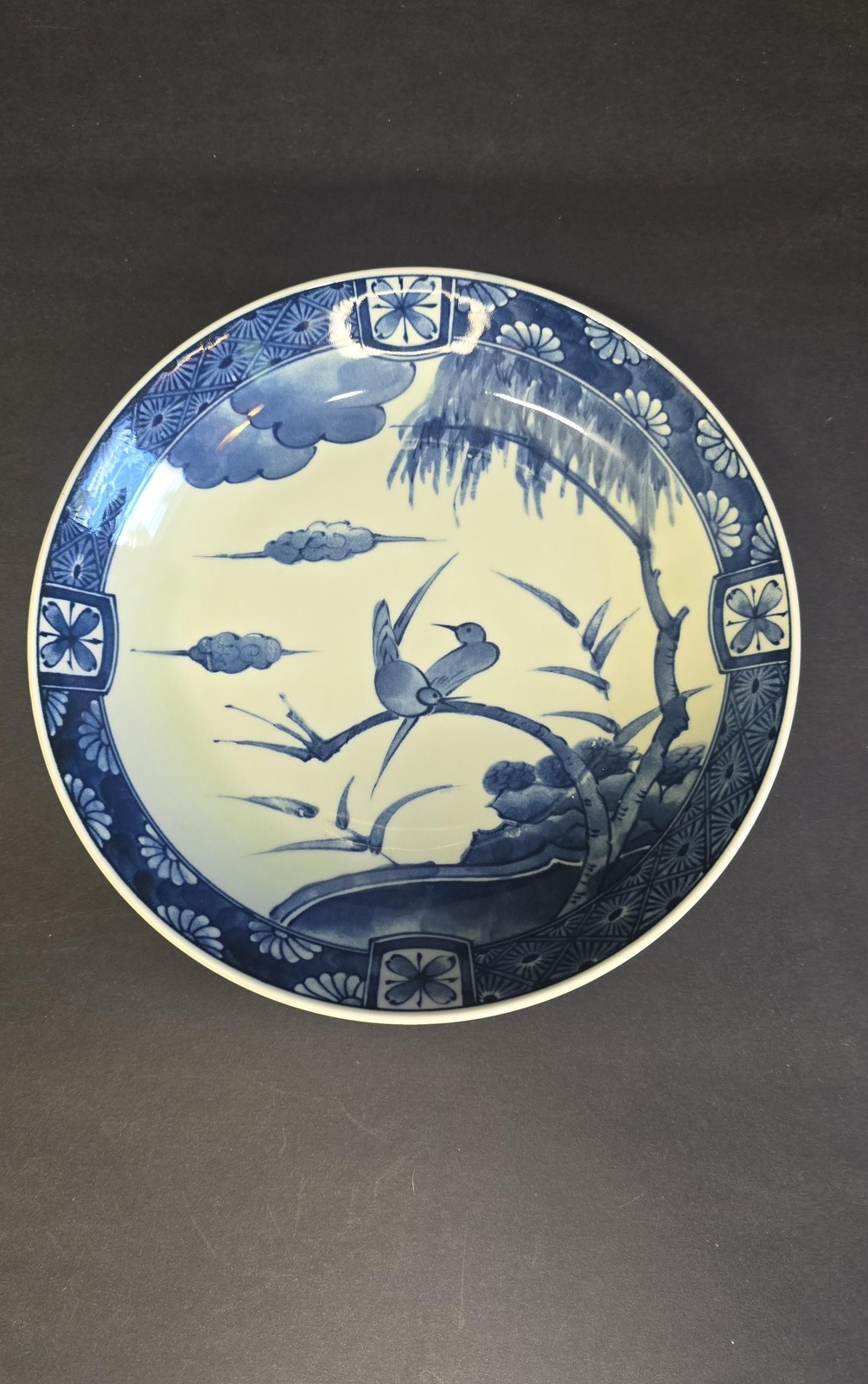 Blue White Birds And The Bees Round Porcelain Plate Made In Japan Decor
