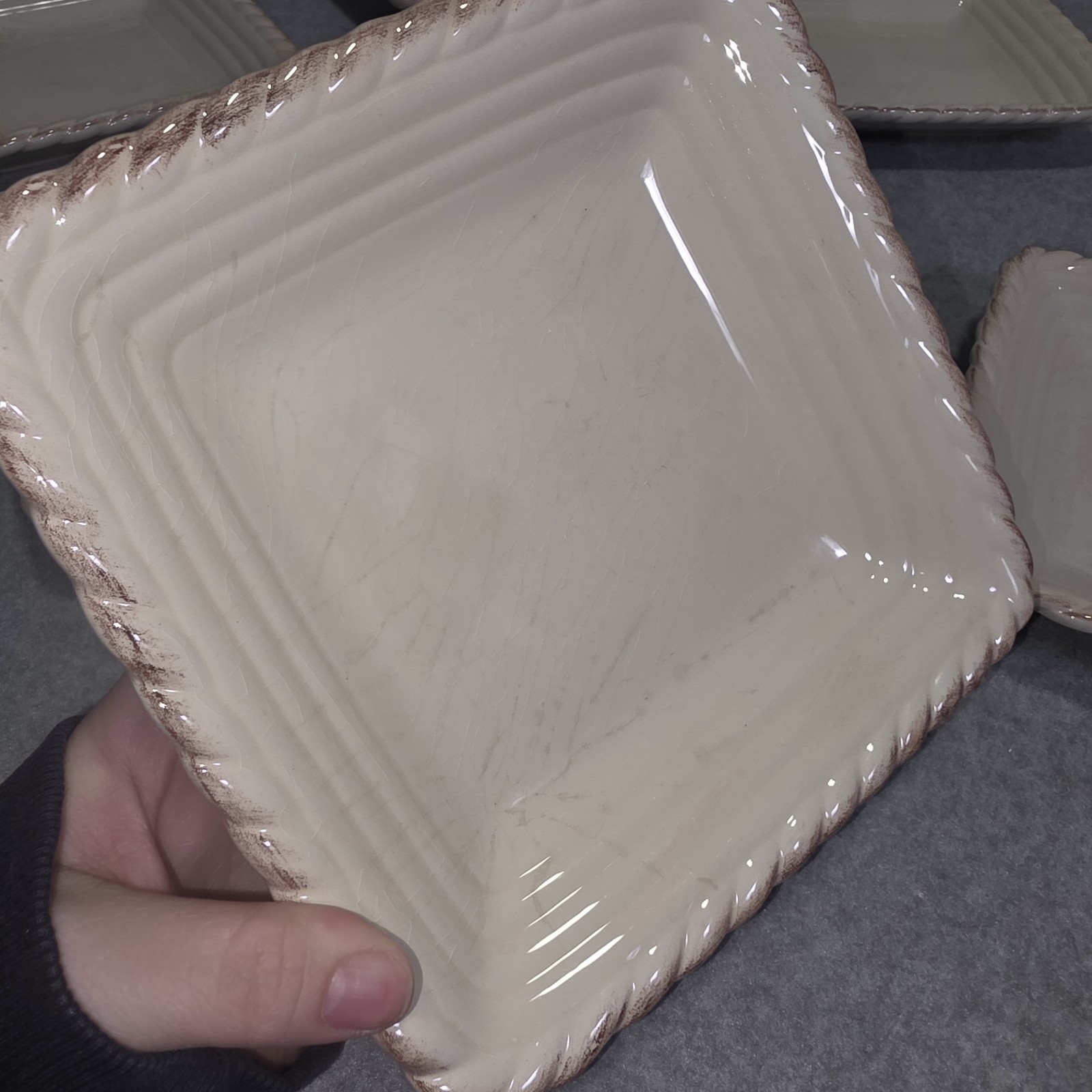 Artimino Tuscan Countryside Ivory/White Square Salad Plates 8″ Set of 6