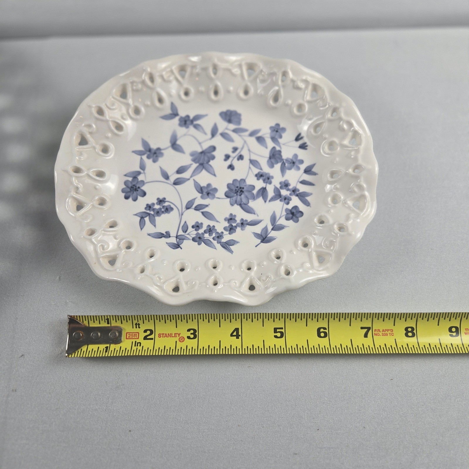 Vintage Blue Floral Cottagecore French Country Serving Plate Wall Decor Set