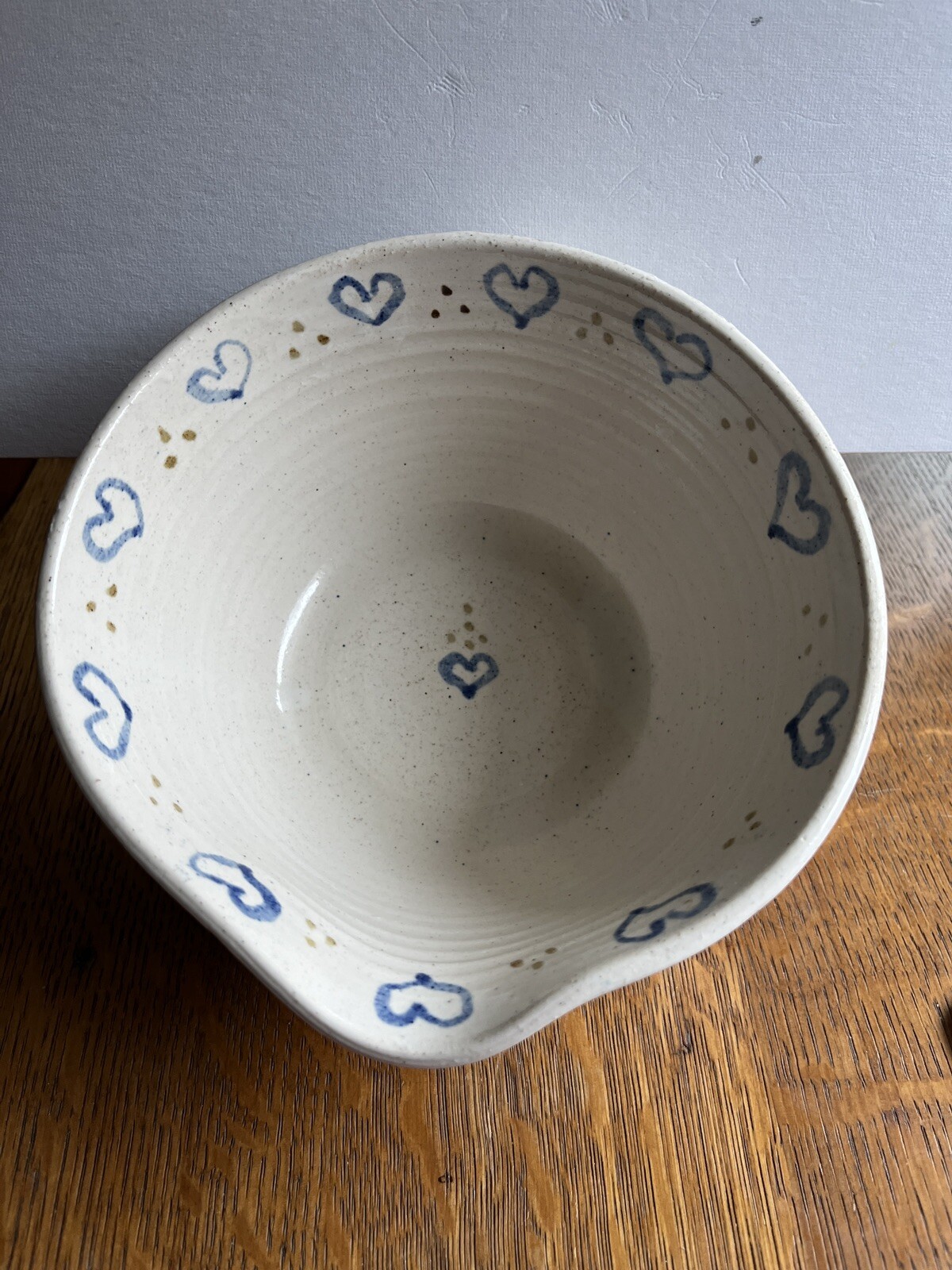 Stoneware Earthware Artist Signed Ceramic Bowl Handmade Mixing Bowl Pour Spout