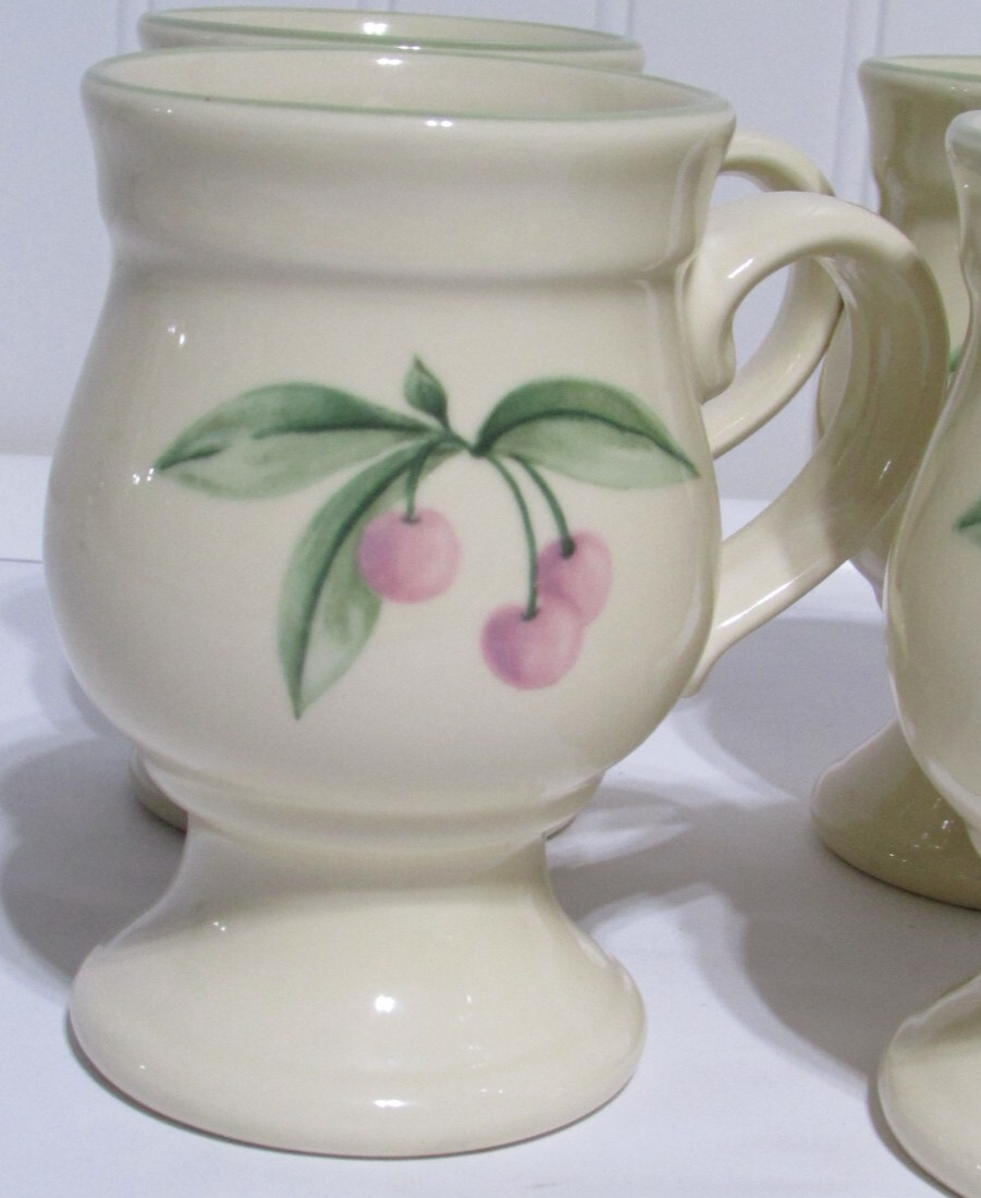 Pfaltzgraff Garden Party Pedestal Footed Mugs Set of 4 USA