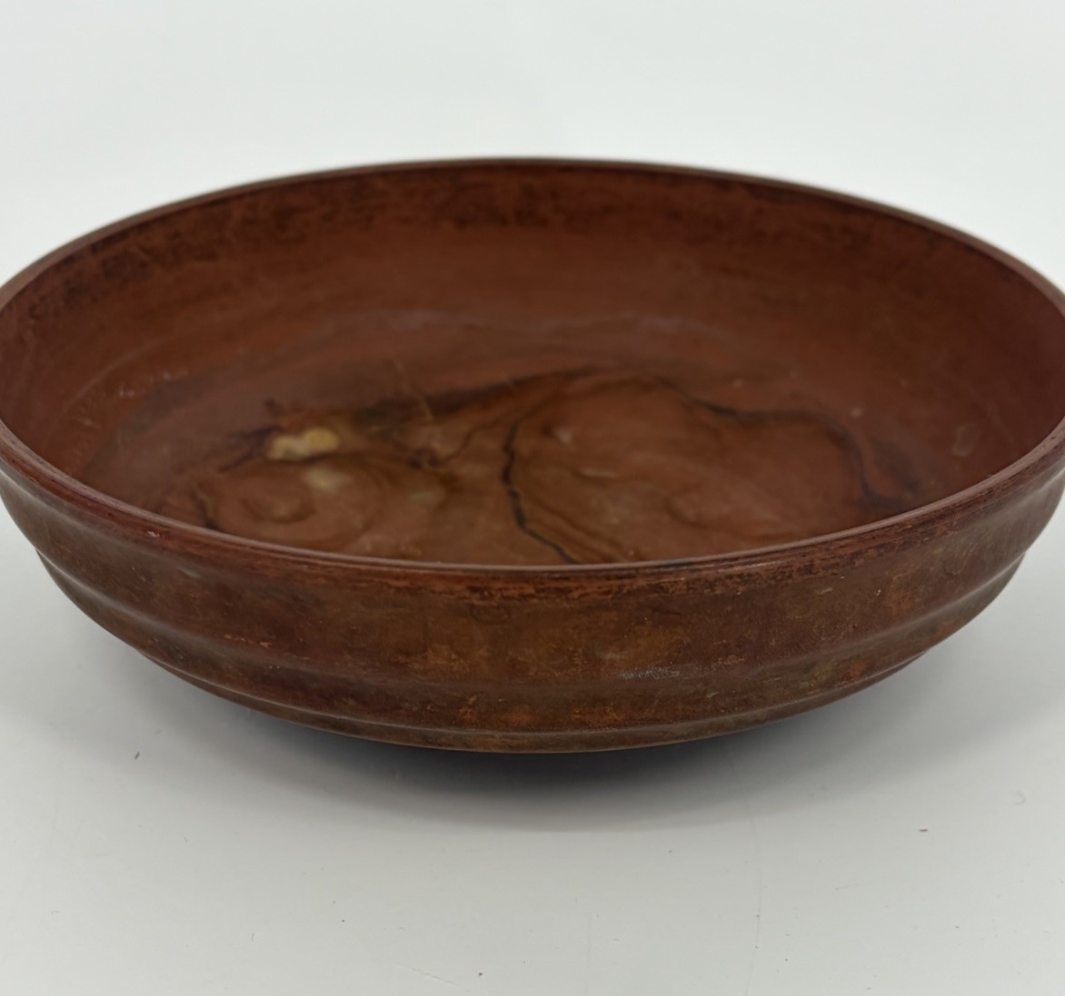 Vintage Earthenware Unglazed Pottery Bowl Red Clay 6 1/2 Inches