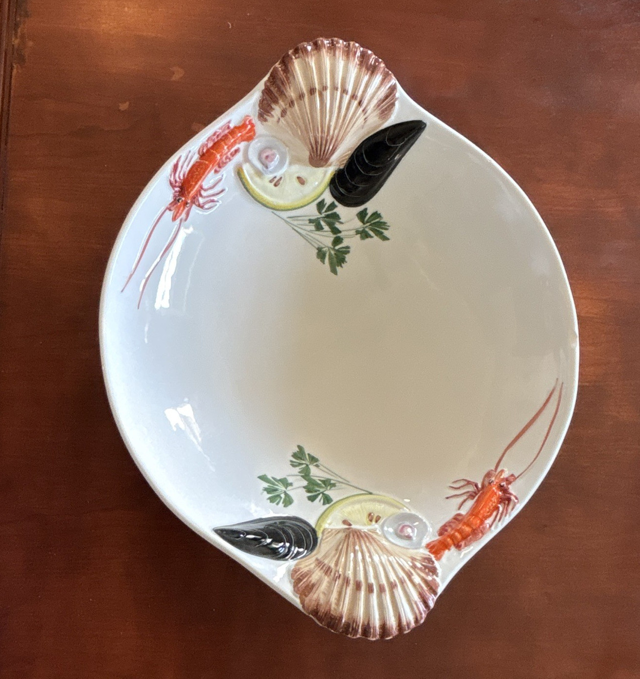 Intrada Seafood Decorative Plate Ceramic Glossy Square Made in Italy 5302/44