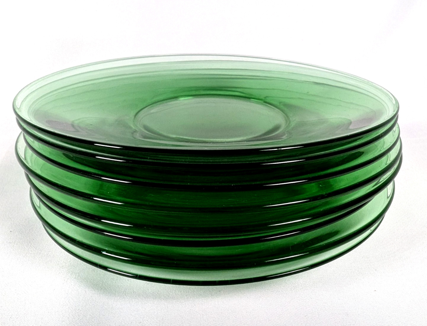 Mixed Set of 8 Green Glass Salad / Side / Dessert Plates