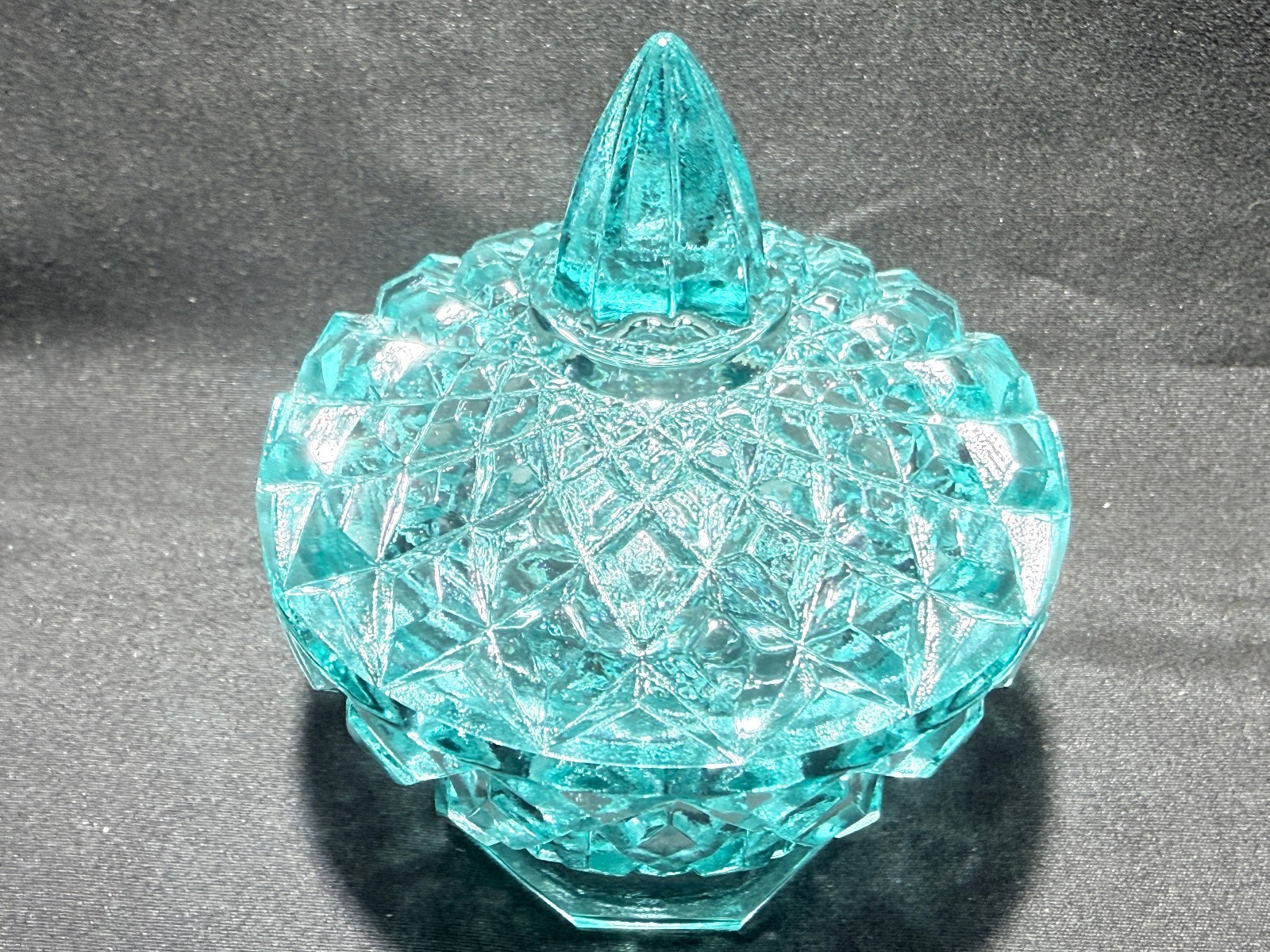 Teal Green Vaseline Uranium glass covered candy dish coffee sugar jar bowl pink