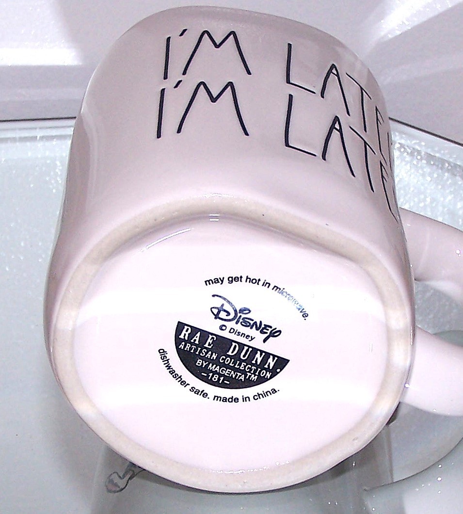 Rae Dunn Disney Alice in Wonderland “I’m Late! I’m Late!” Ceramic Coffee Mug