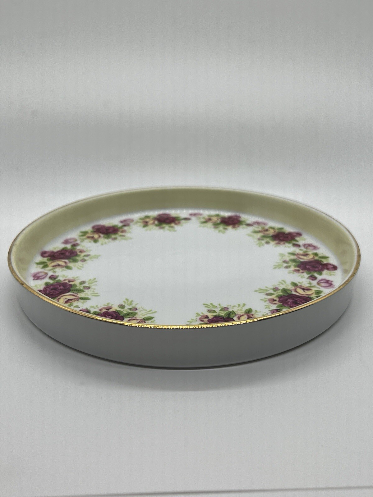 Bombay Decorative Plate Dish Pink Rose Border Bridgerton Style