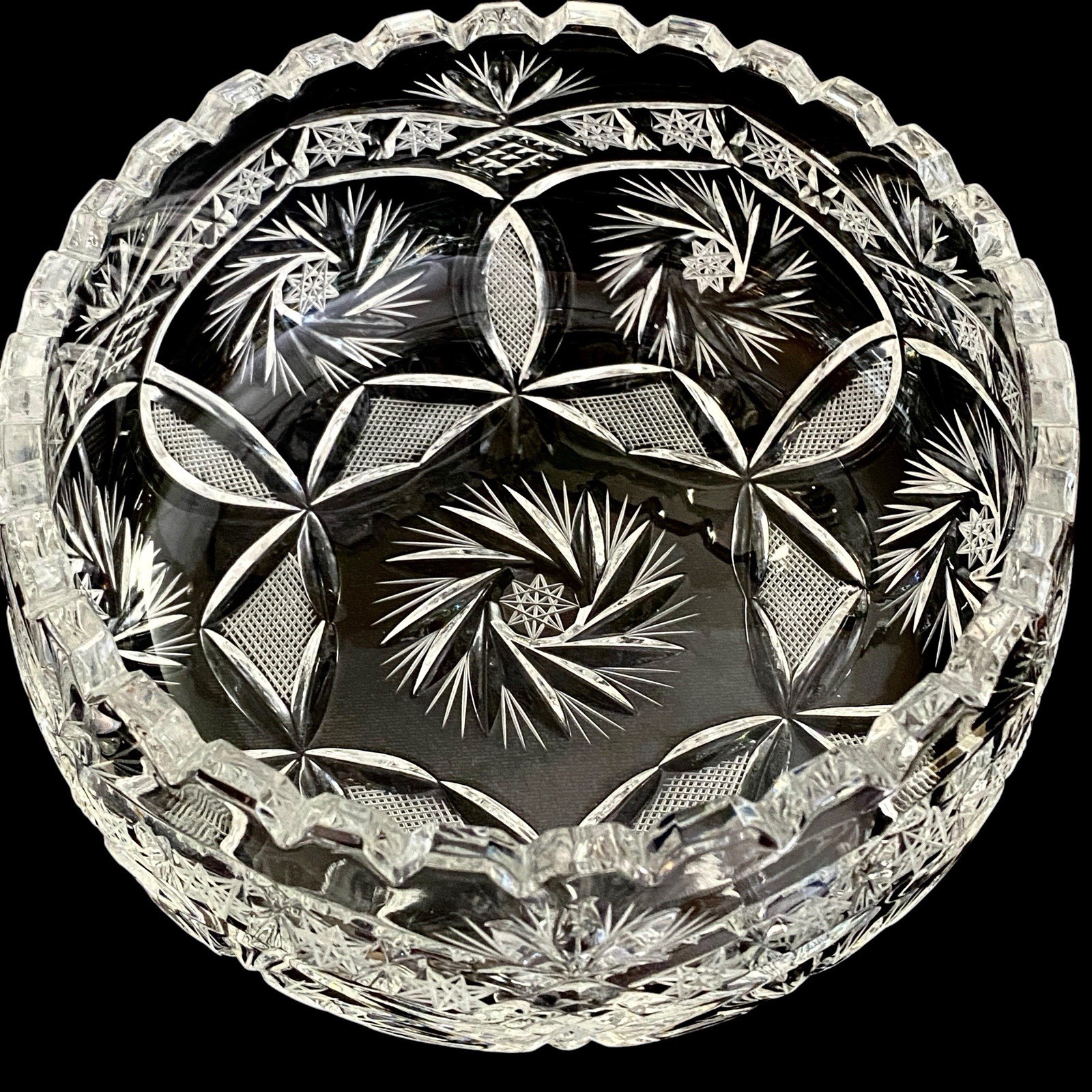 Rare Antique American Brilliant Period ABP Cut Glass Large Centerpiece Bowl