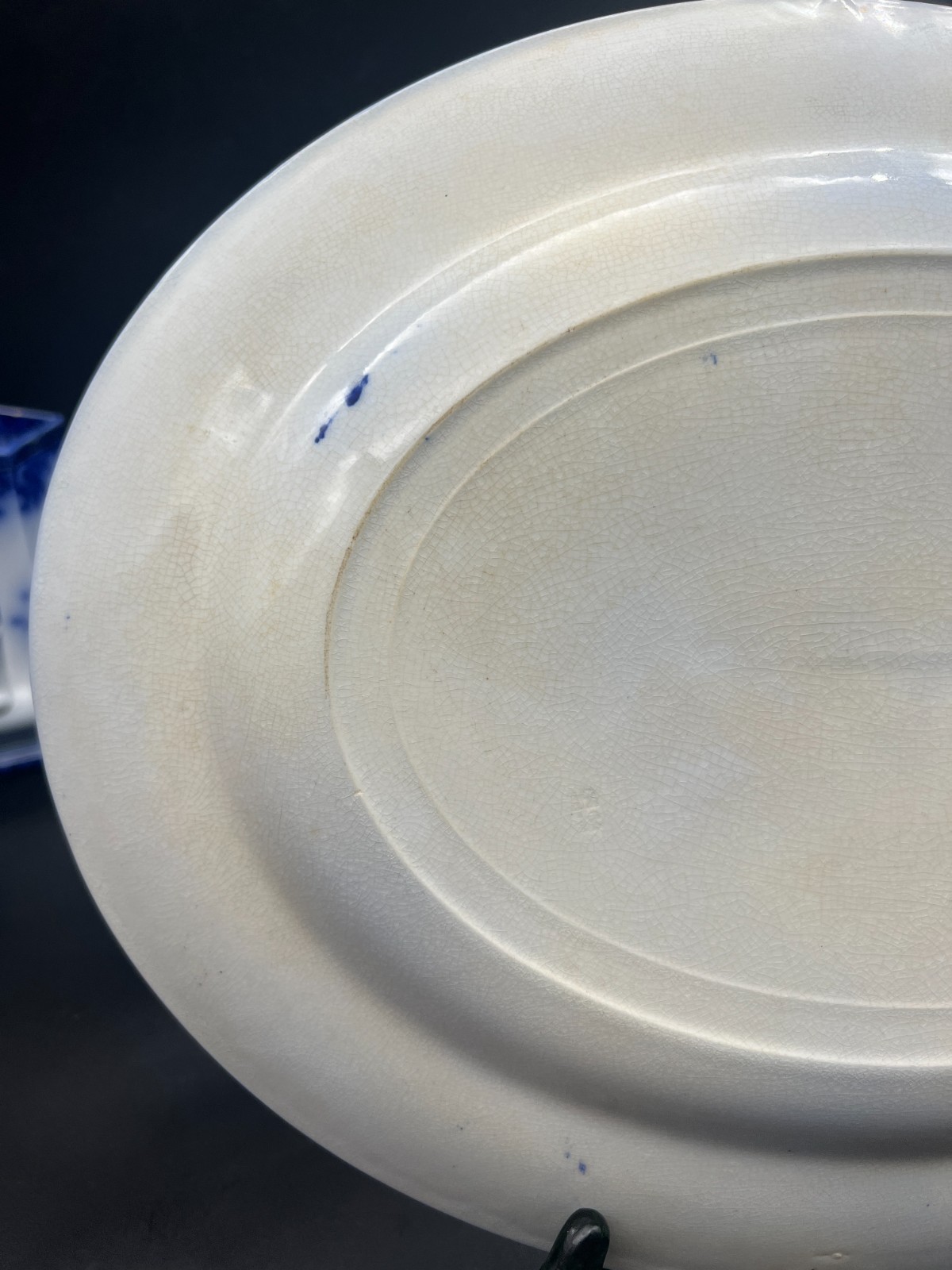 Flow Blue Nankin Oval Platter 15 7/8″ Pearl Pottery-1900’s