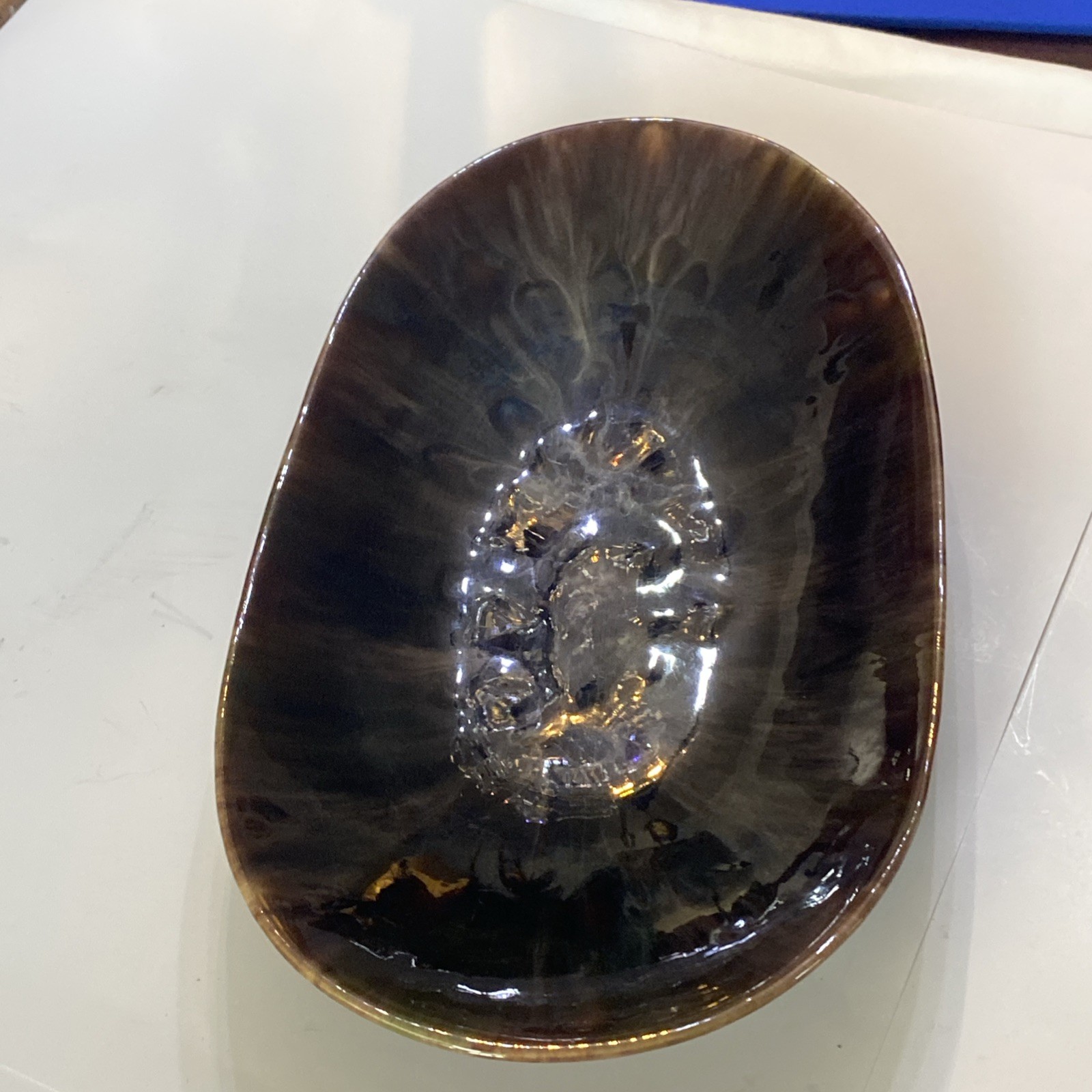 Vintage Beauce Quebec Large Bowl/ Centerpiece Part 1335 Marble Glazed