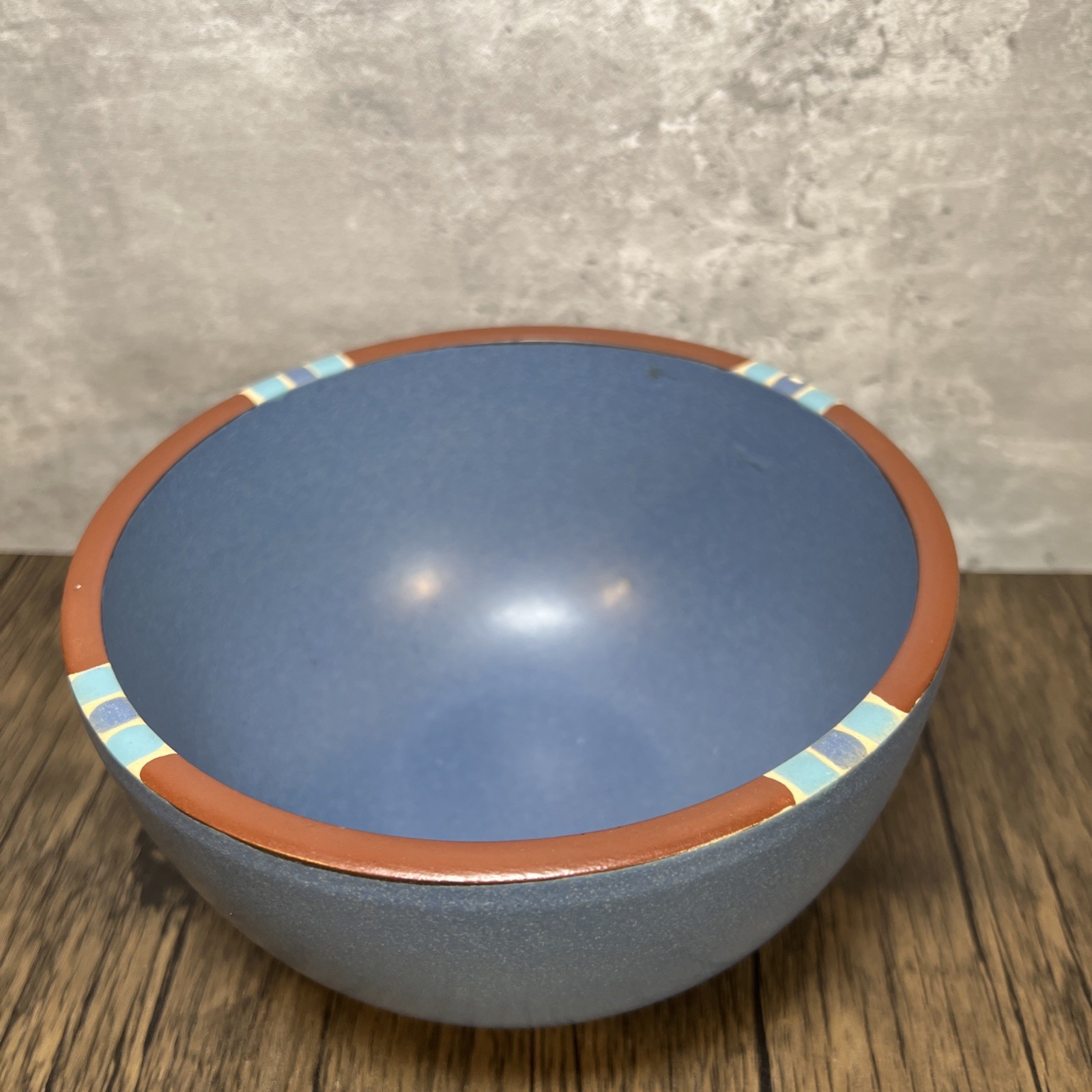 Dansk Mesa Blue Stoneware Serving Bowl 6.25 in 2 small chip see last pics