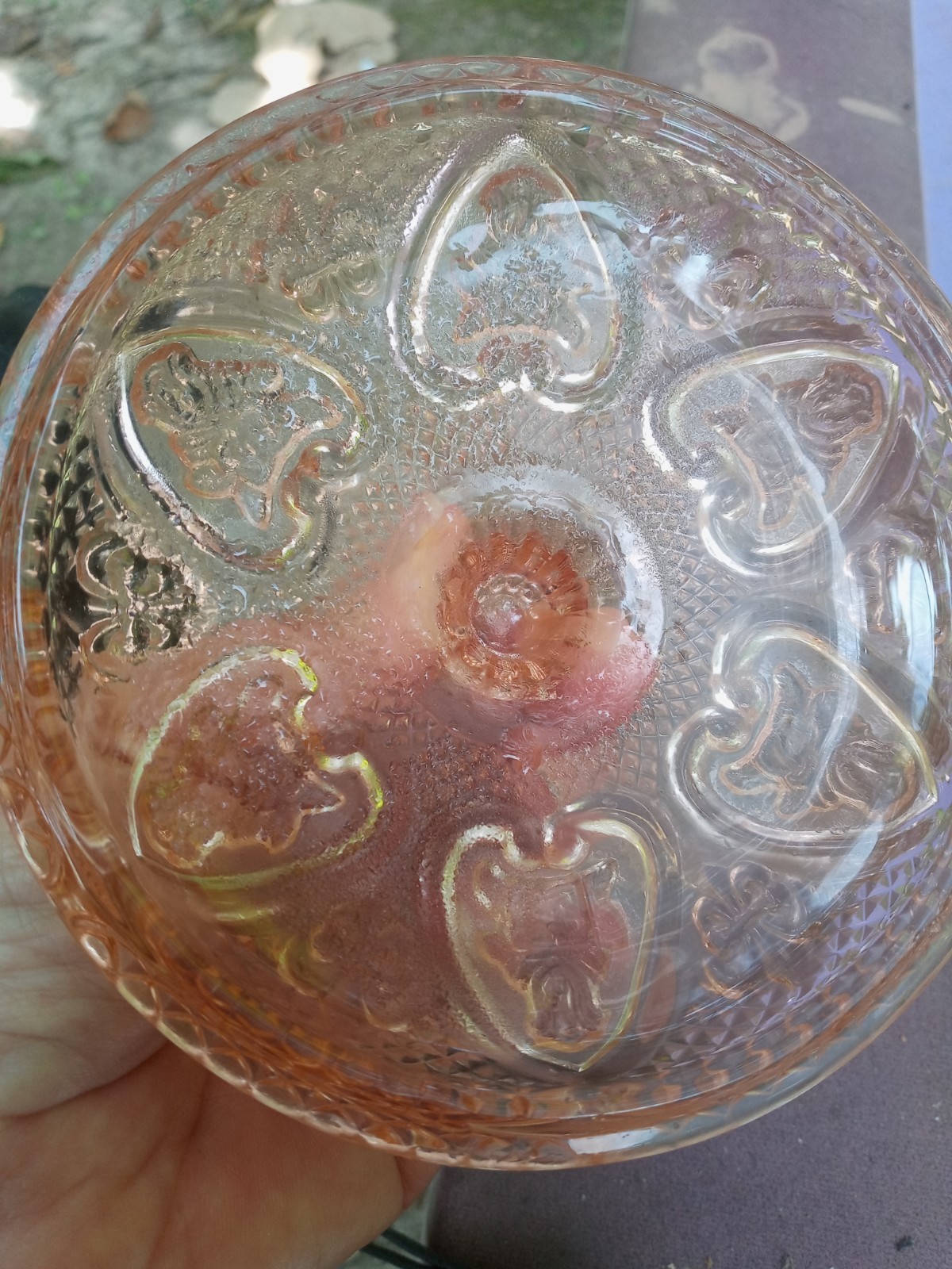 KIG Indonesia Glass Covered Three Part Candy Or Trinket Dish