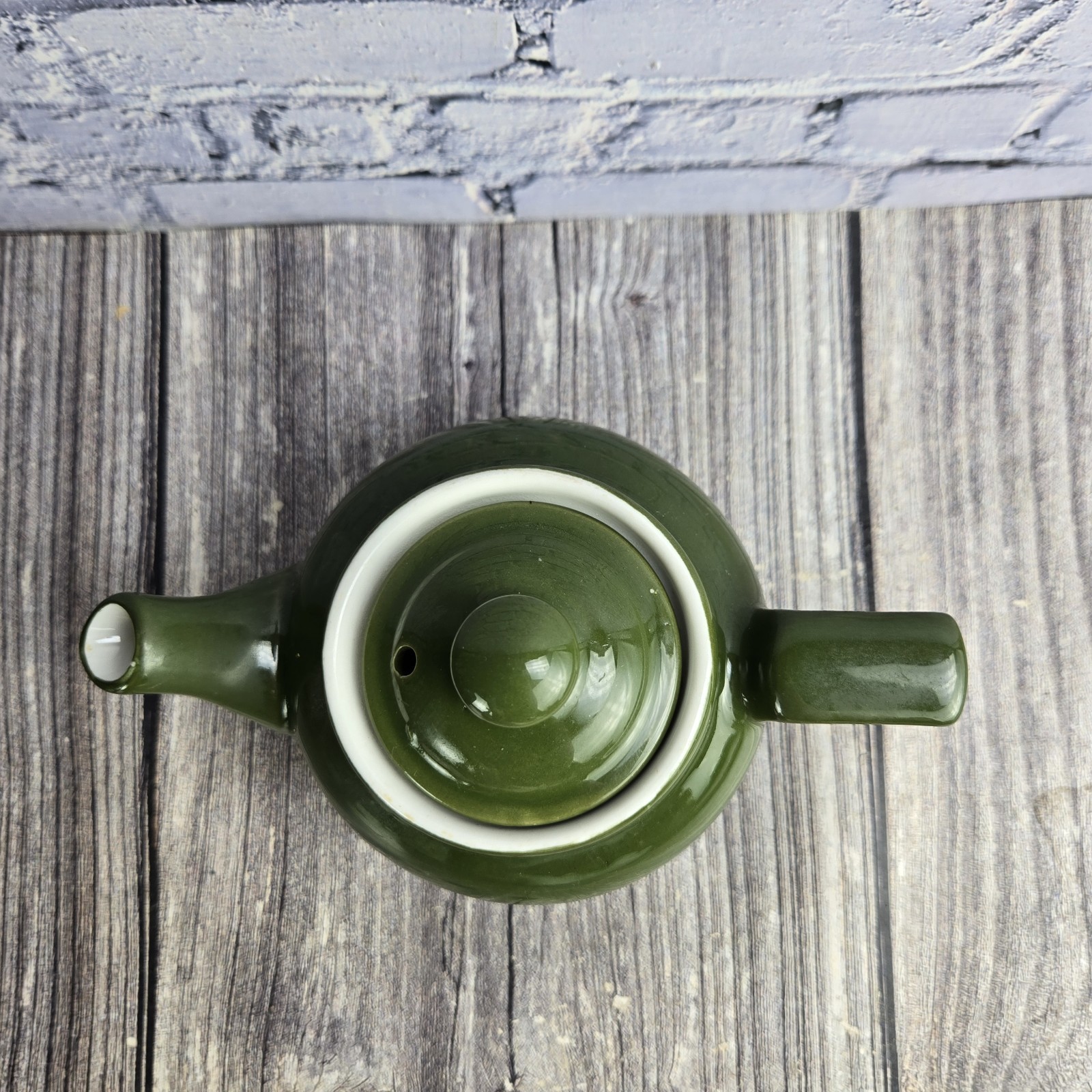 Vintage Dark Green Glazed 4″ Tall 1 Cup Personal Teapot