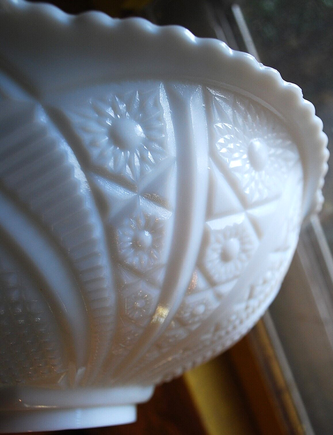 Vtg 1930s McKee THE CONCORD White Milk Glass PUNCH BOWL & PEDESTAL BASE SET 13″