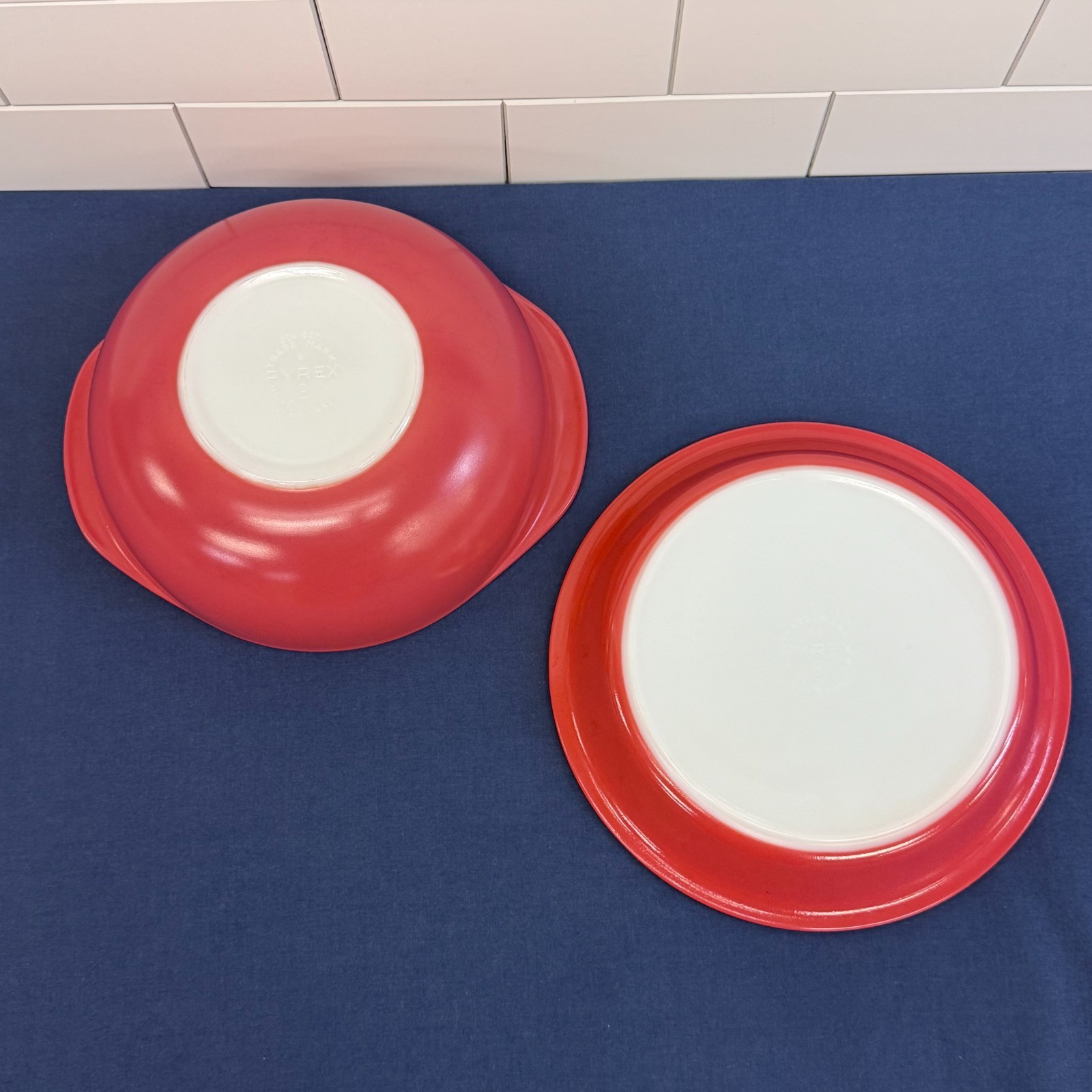 Vintage Pyrex Flamingo Pink Casserole Pie Plate Set 1950s Milk Glass Dishes