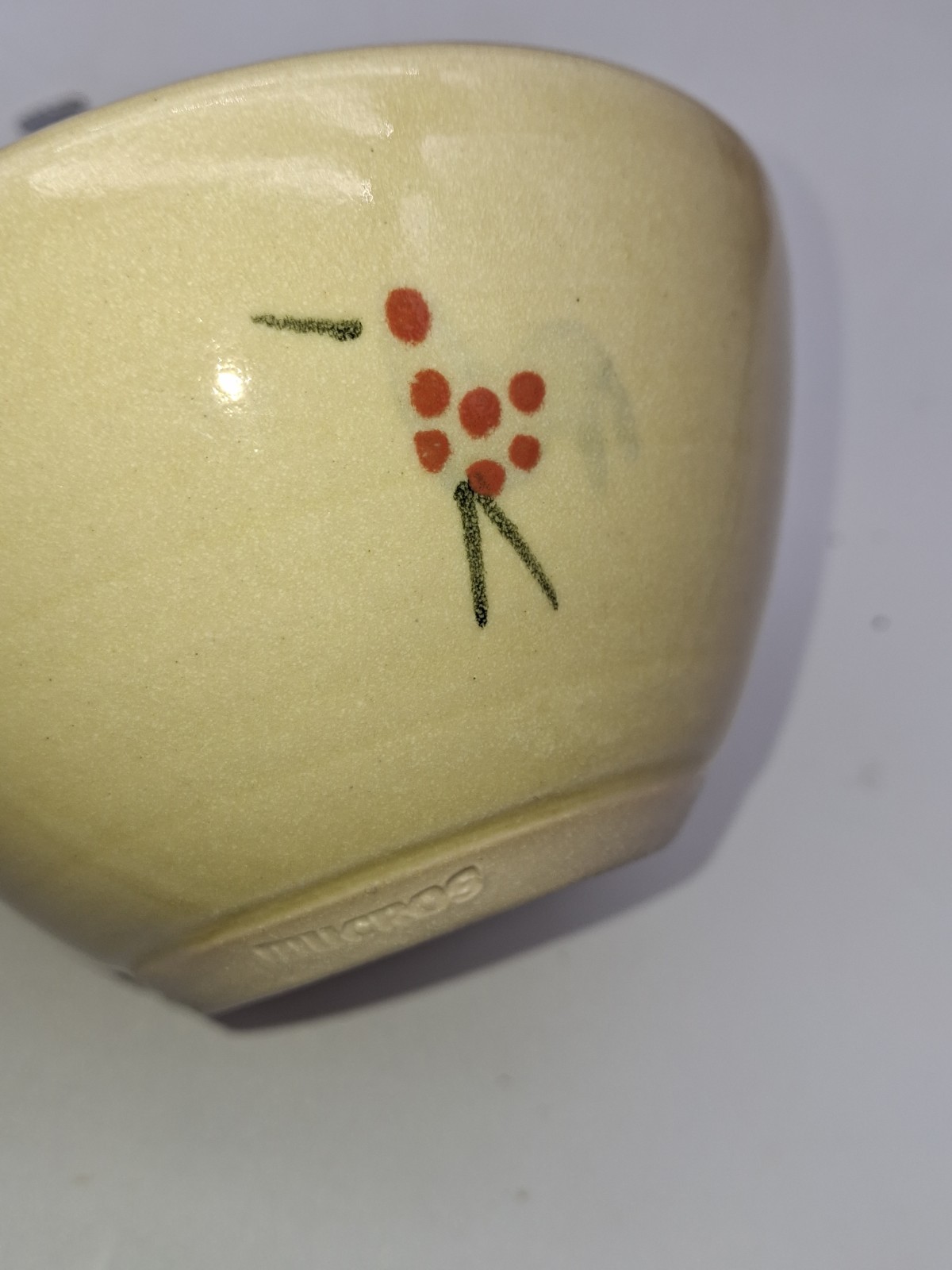 2 Mucros Ireland Bird Pottery Bowls Hand Thrown Spotted Tan Grey Blue Drip 6″