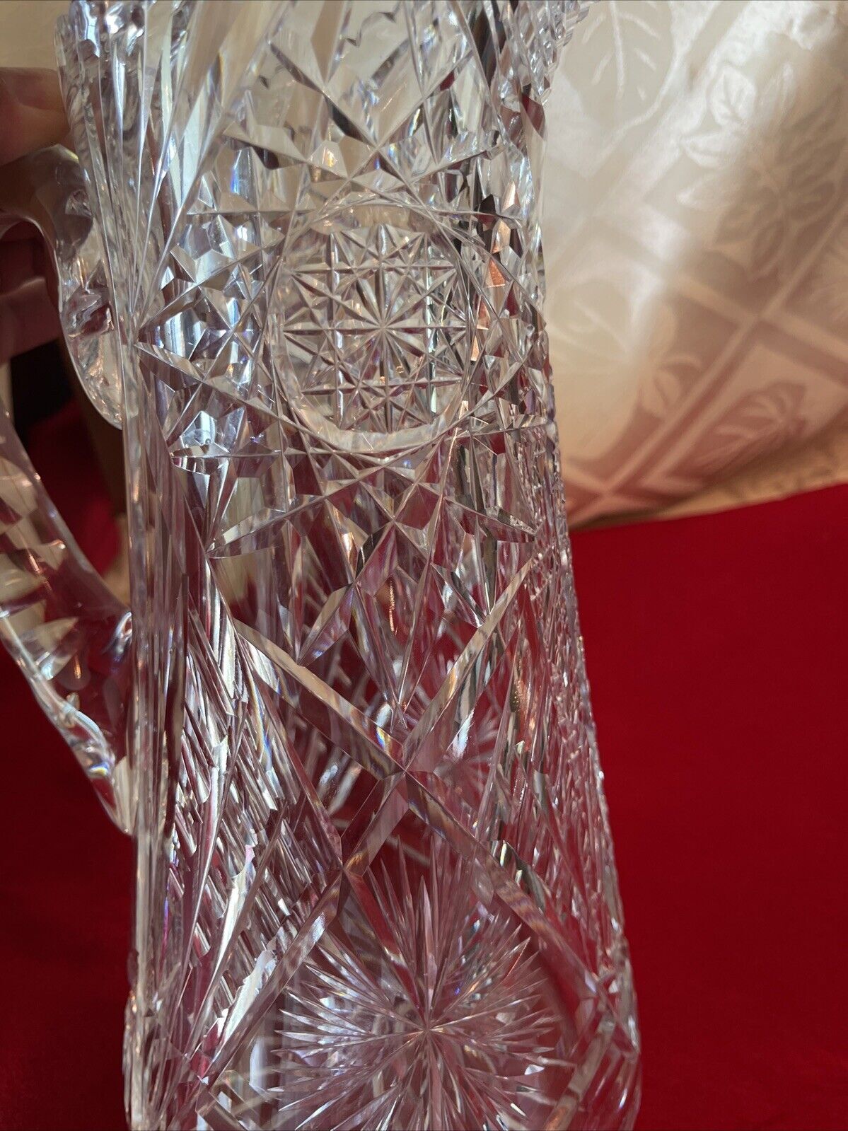 Large Antique American Brilliant Cut Glass Pitcher – 10 1/2” – 5 Pounds –