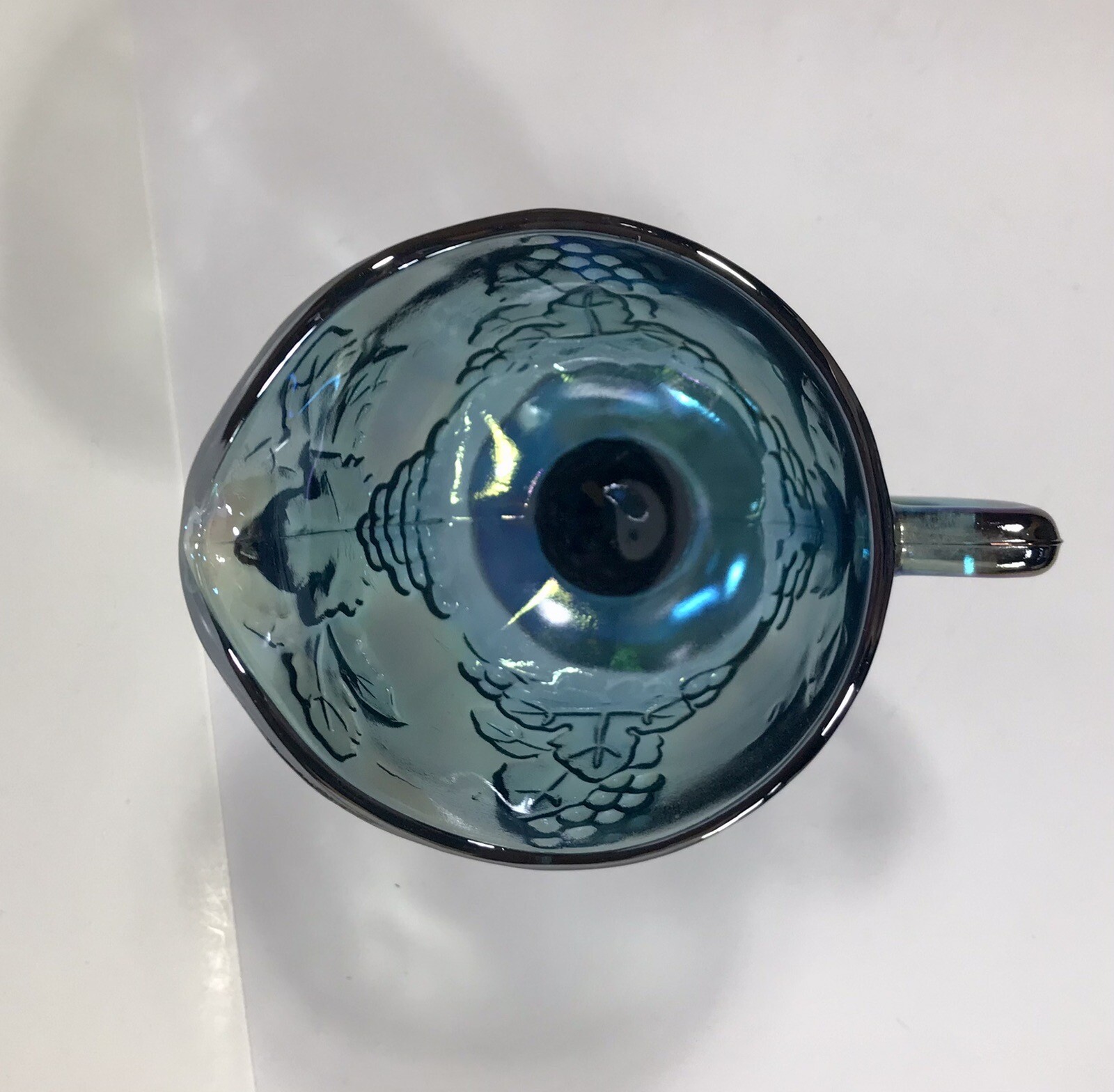 Indiana Carnival Glass Footed Creamer Harvest Grape Blue Pedestal Vintage H16