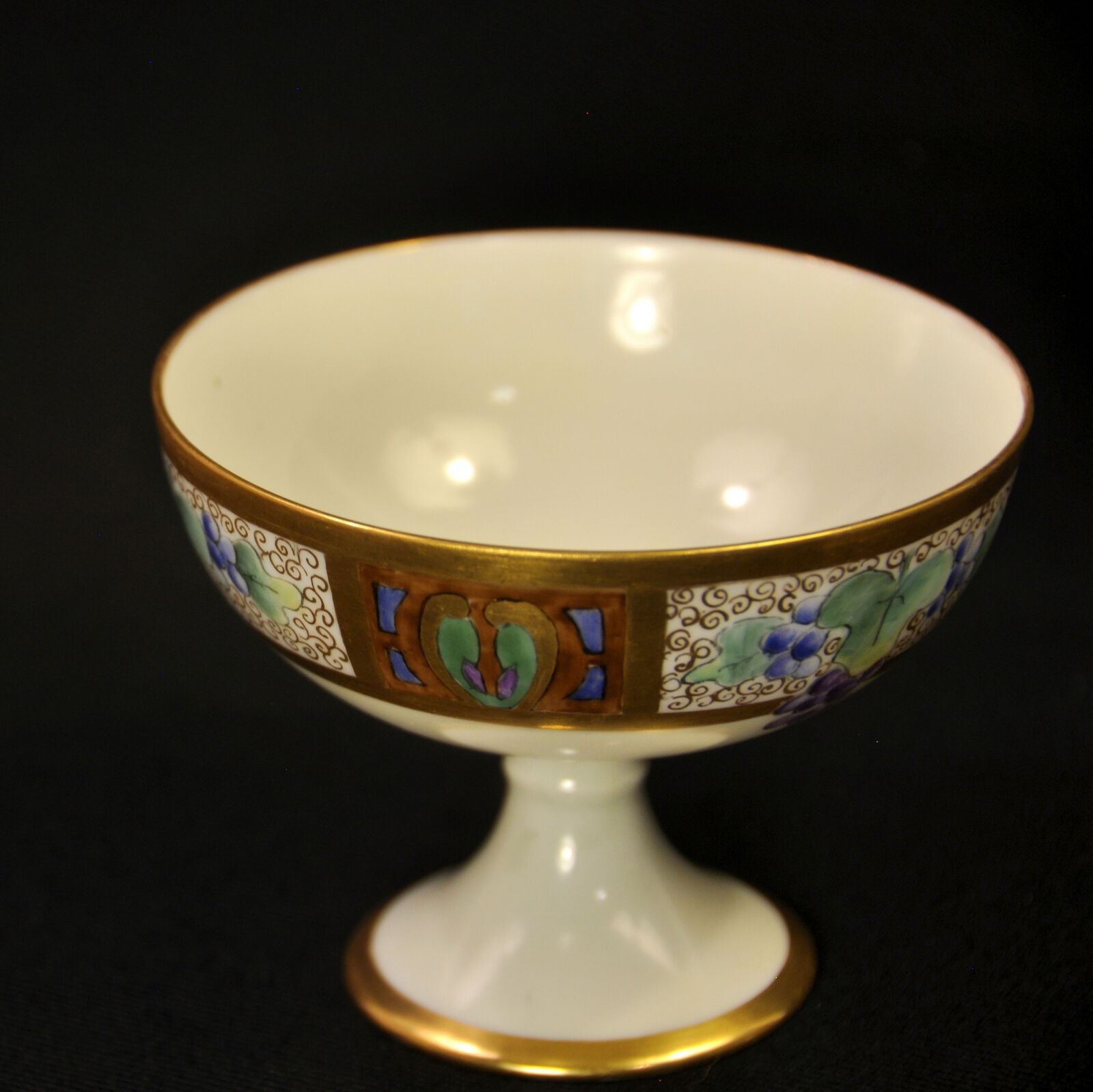 Punch Set Bowl 10 Cups Schachtel Charlottenbrunn Silesia Hand Painted 1899-1918