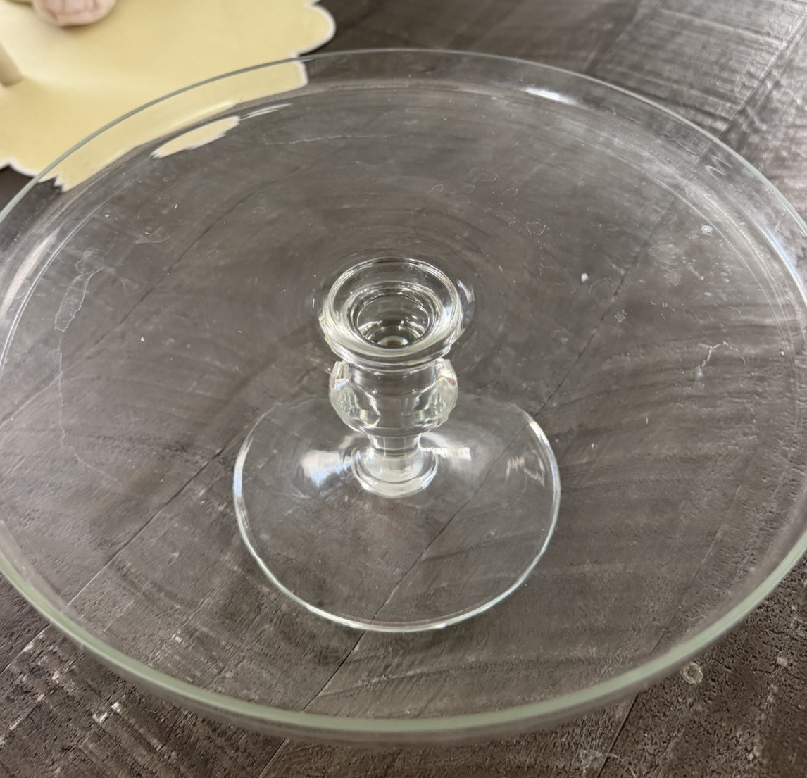 Etched Glass Cake Pedestal Stand & Lid 10-3/8″ cake stand inner diameter