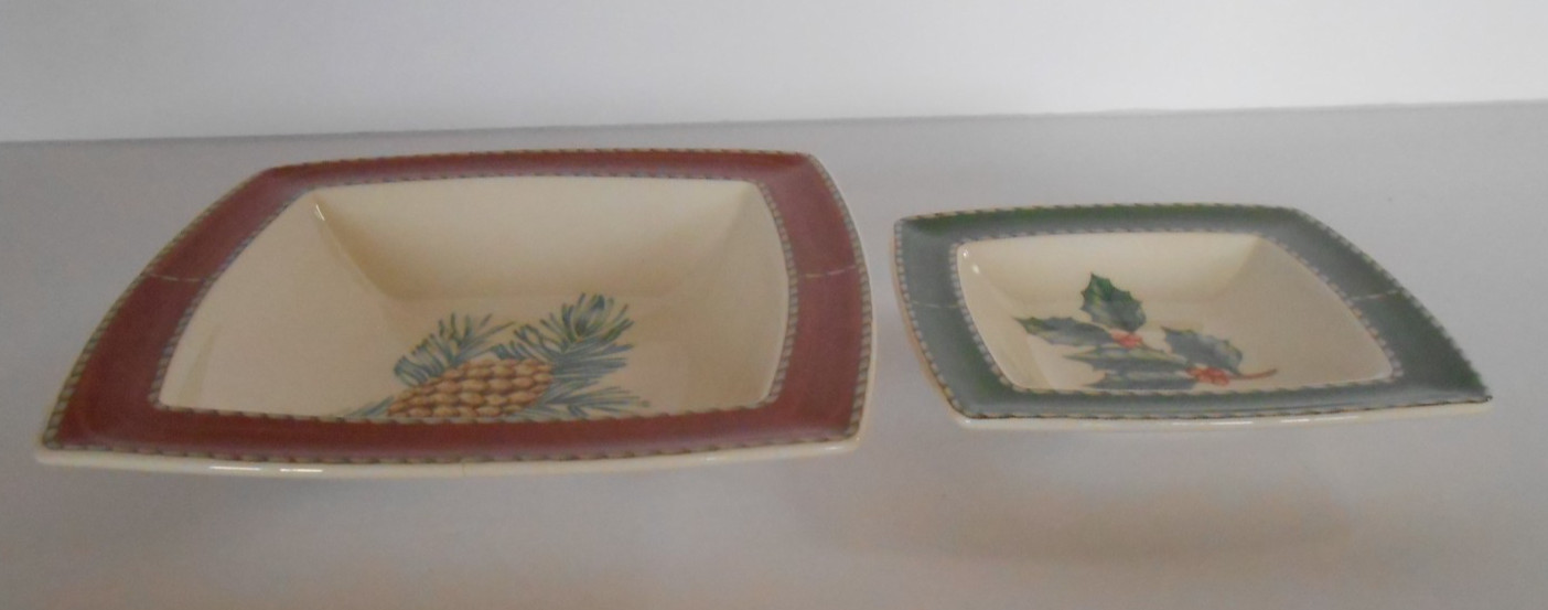 1997 Wedgwood Sarah’s Garden PineCone 6″ Candy Dish & 4″ Candy Dish Queen’s Ware