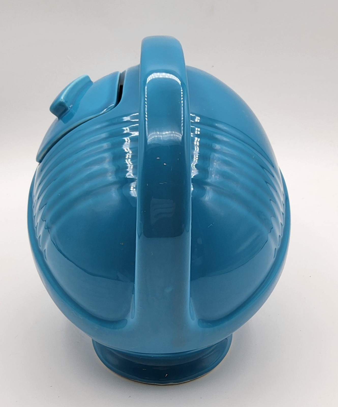 1992 Limited Edition Hall China Peacock Blue MCM Style Football Teapot
