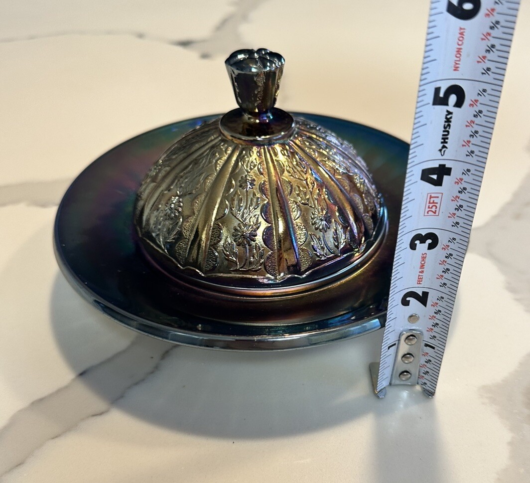 Glass Amethyst Carnival Glass Butter Dish Mixed And Match 2pc Lid Different READ