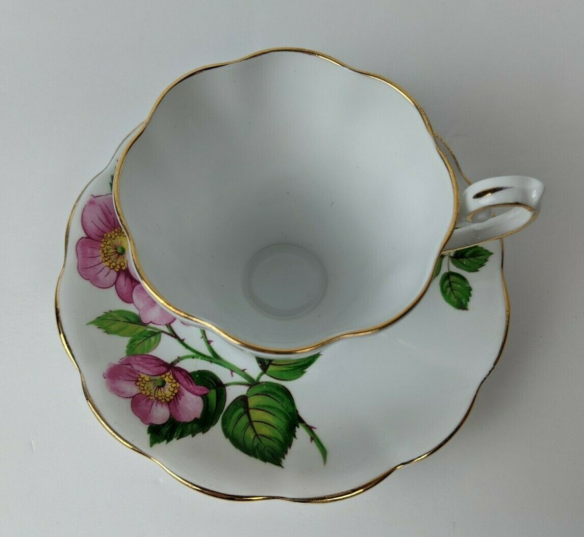 Vintage Royal Standard Bone China Footed Teacup & Saucer Pink Wild Rose