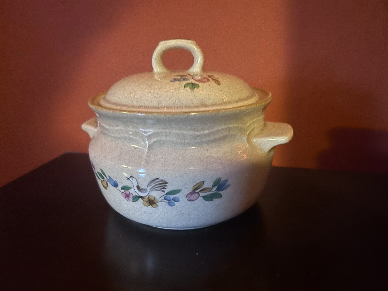 International Stoneware Japan Heartland Covered Dish With Lid Birds