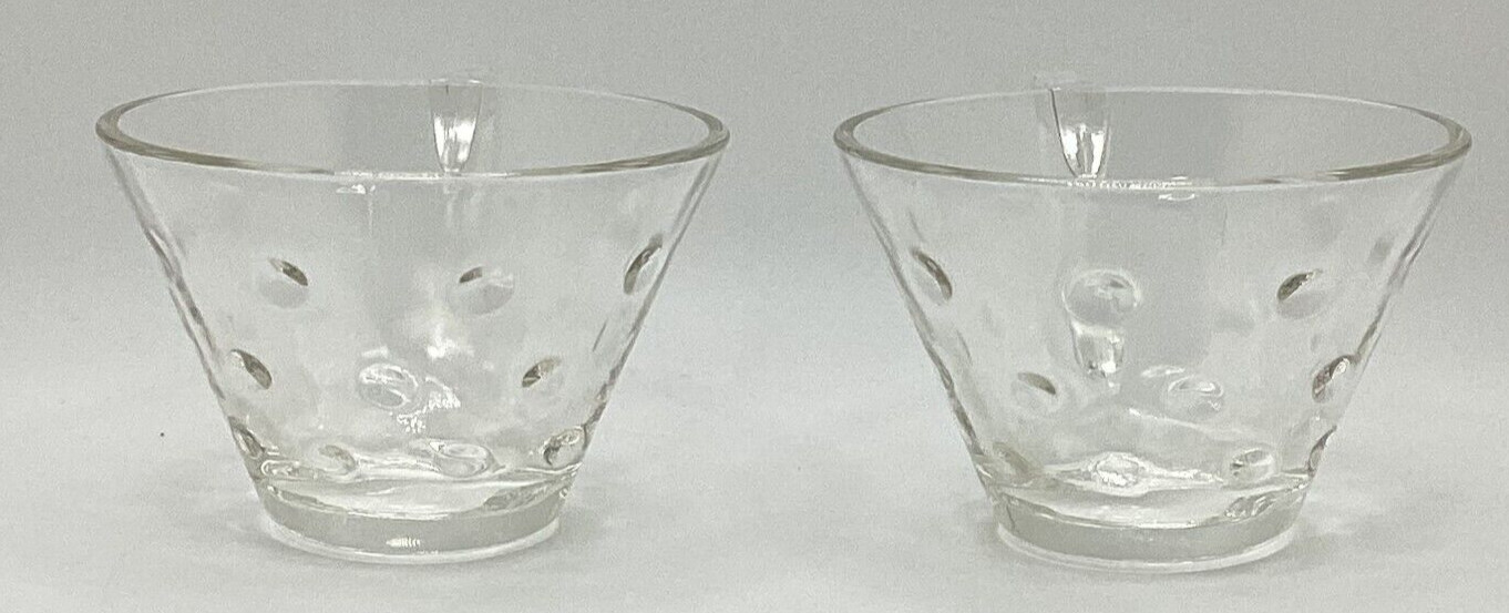 2 Vintage Anchor Hocking Bubble White 8 Ounce Glass Coffee / Tea Cup