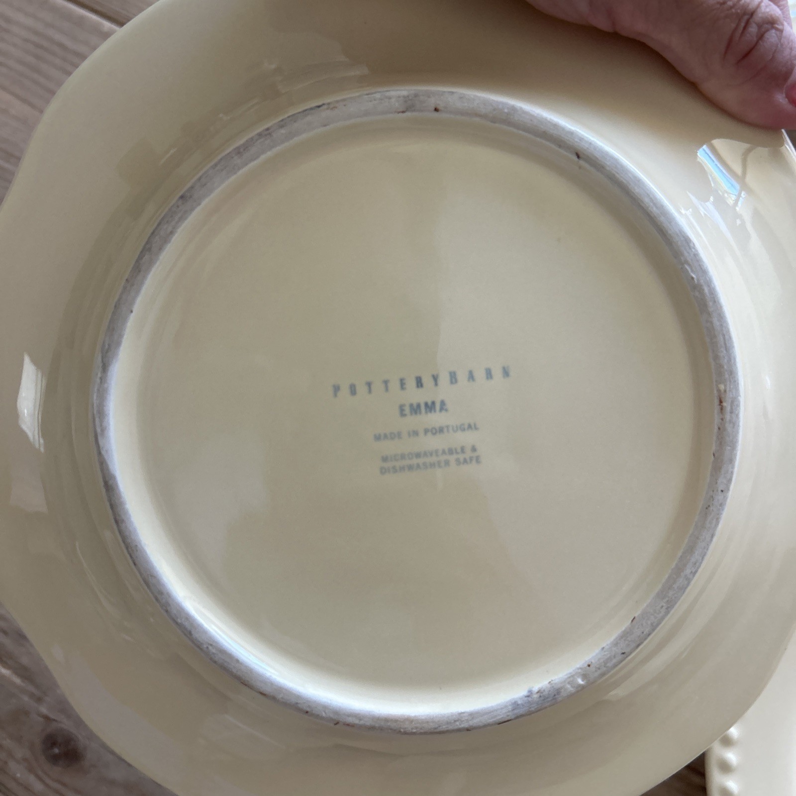 Lot Of 3 Pottery Barn Emma Beaded Stoneware 8 3/4” Plates Scalloped Rim Yellow
