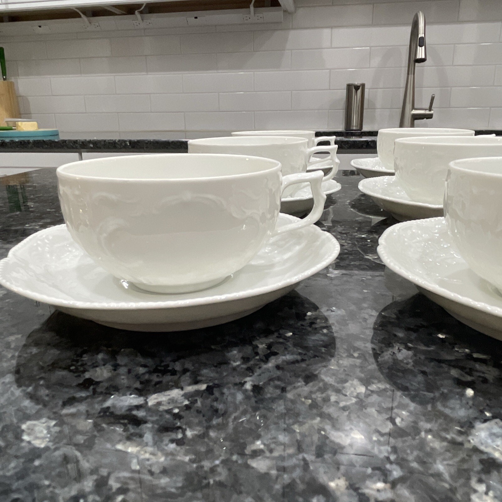 Germany Rosenthal Sanssouci Continental White China Flat Low Cup & Saucer Set