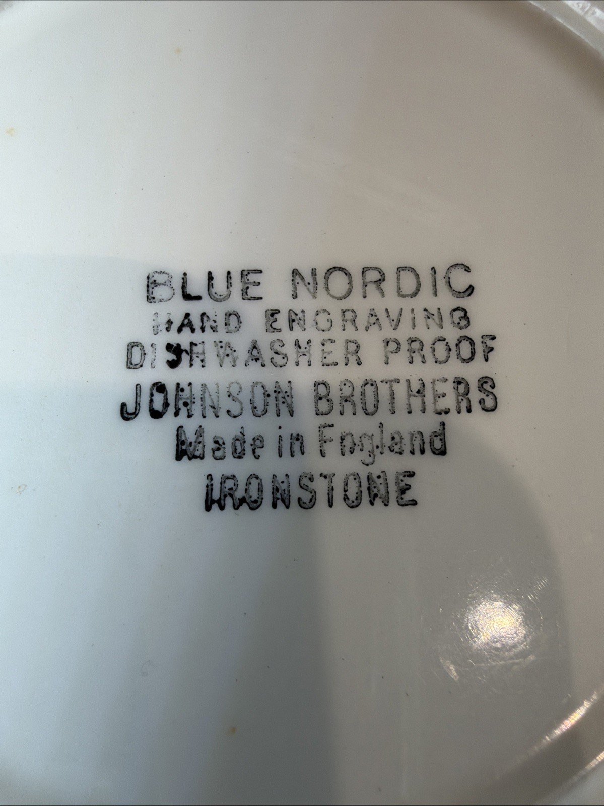 “Blue Nordic”Hand Engraved Johnson Bros. Ironstone England Plate 6.25 In EUC VTG