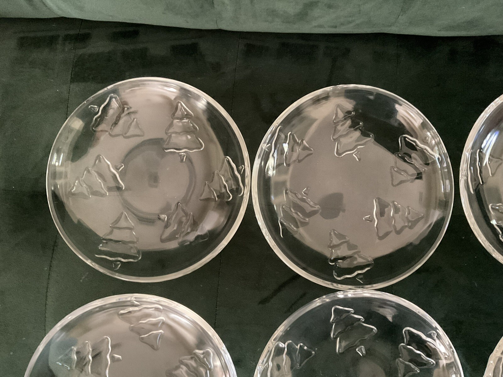 Arcoroc Glass Dessert Christmas Plates Holiday Trees 1 set of 8 in Original Box