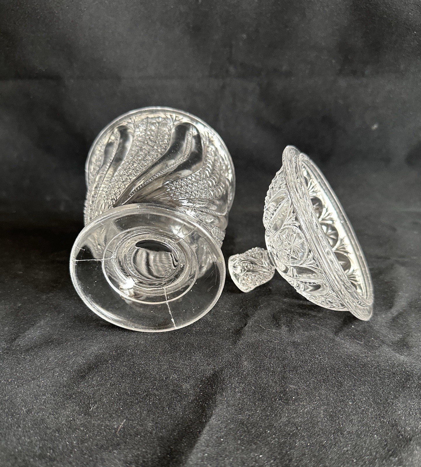 Antique McKee Glass Lidded Sugar Bowl EAPG Doric Swirled Feather Pattern c. 1896