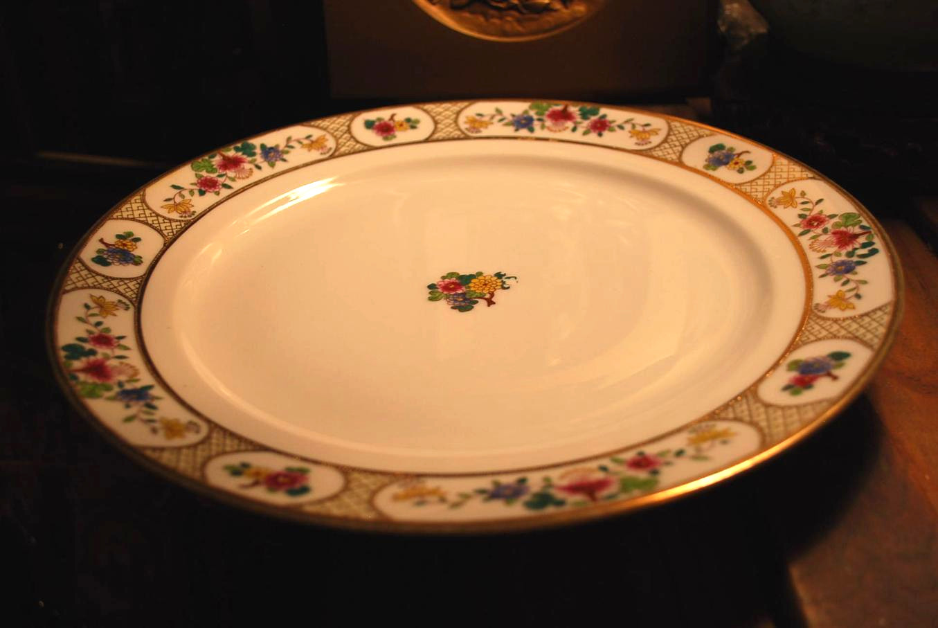 Vintage Noritake 12″ Plate Platter GOLD MORIAGE BEADING Hand Painted Nippon ‘M’