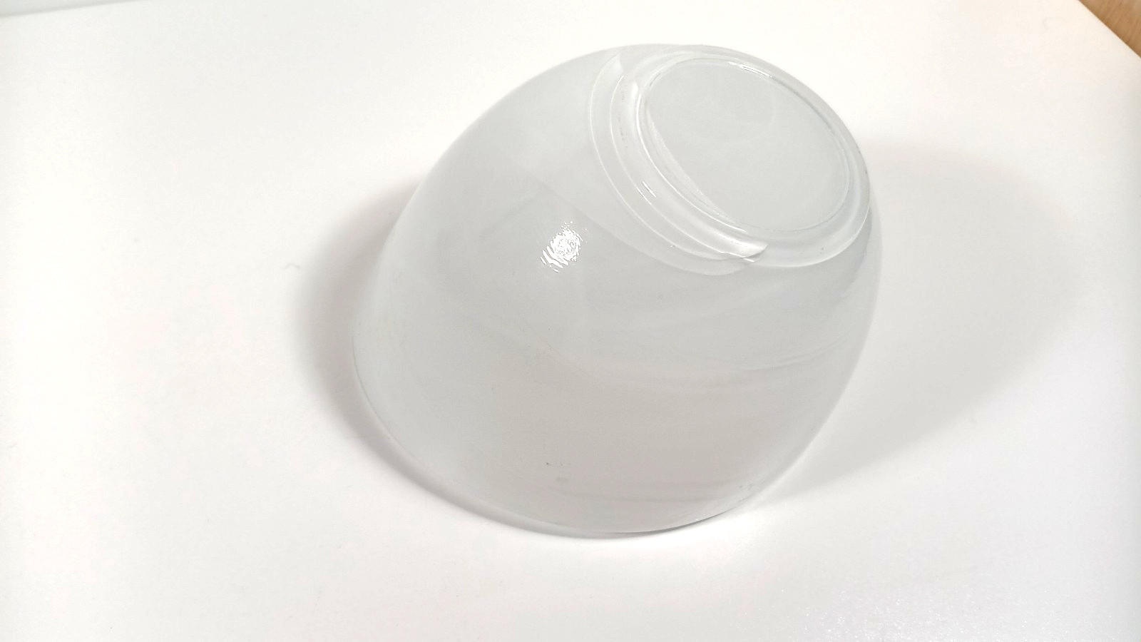 Vintage White Swirl Milk Glass Bowl asymmetrical