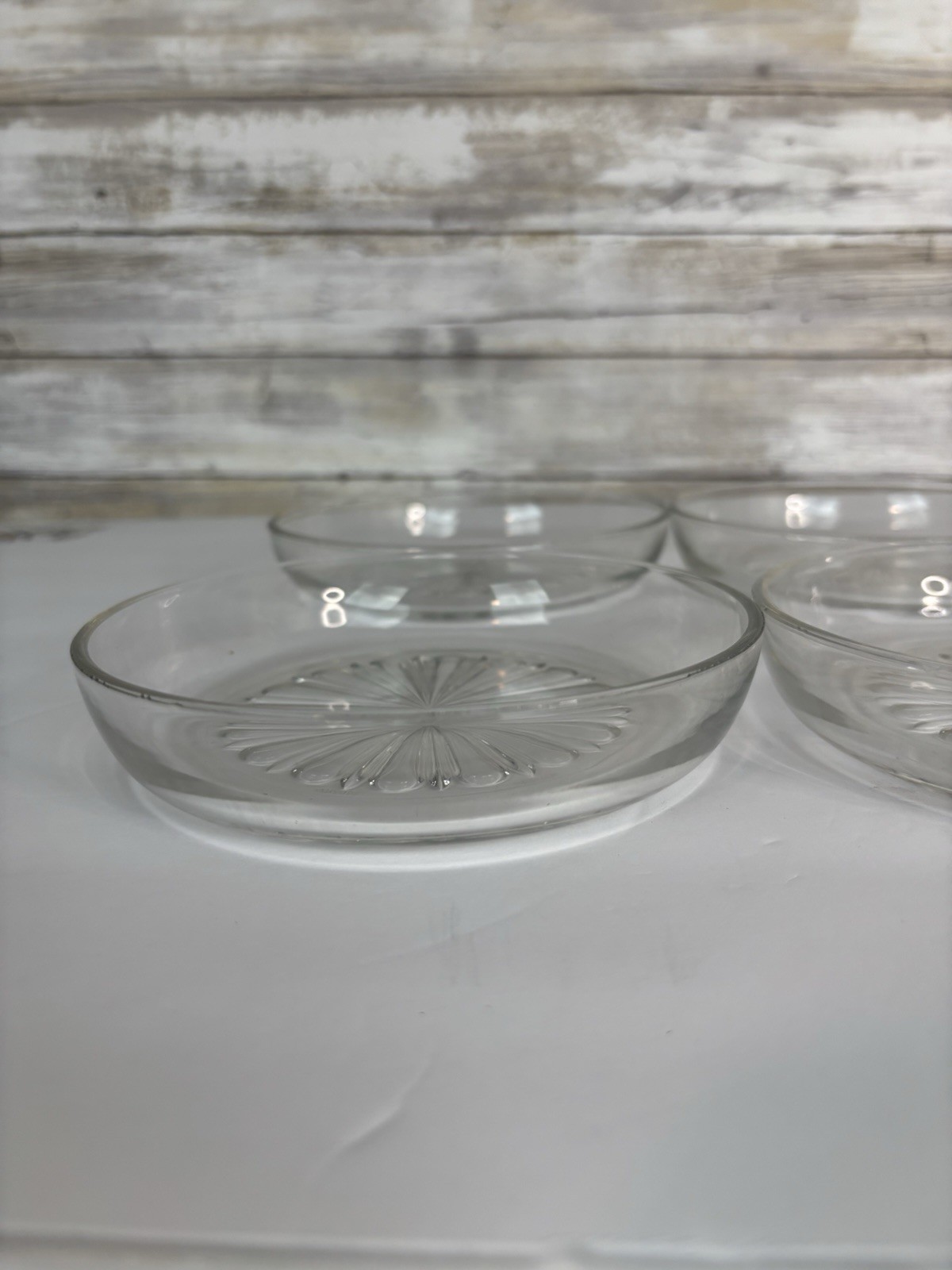 Vintage Small Clear Glass Trinket Dish Bowls 5.5” Reims France Lot Of 4