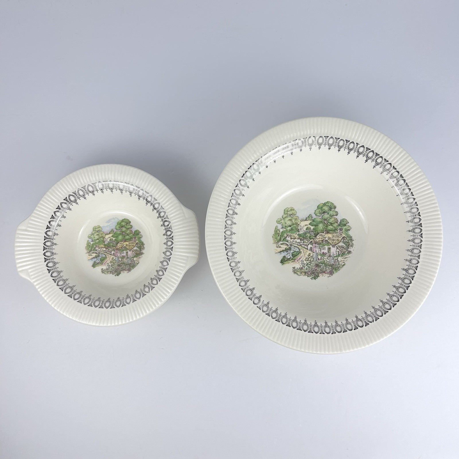 Old Eire Victory By Salem Palladium Gold Alloy Countryside Village Bowl LOT OF 2