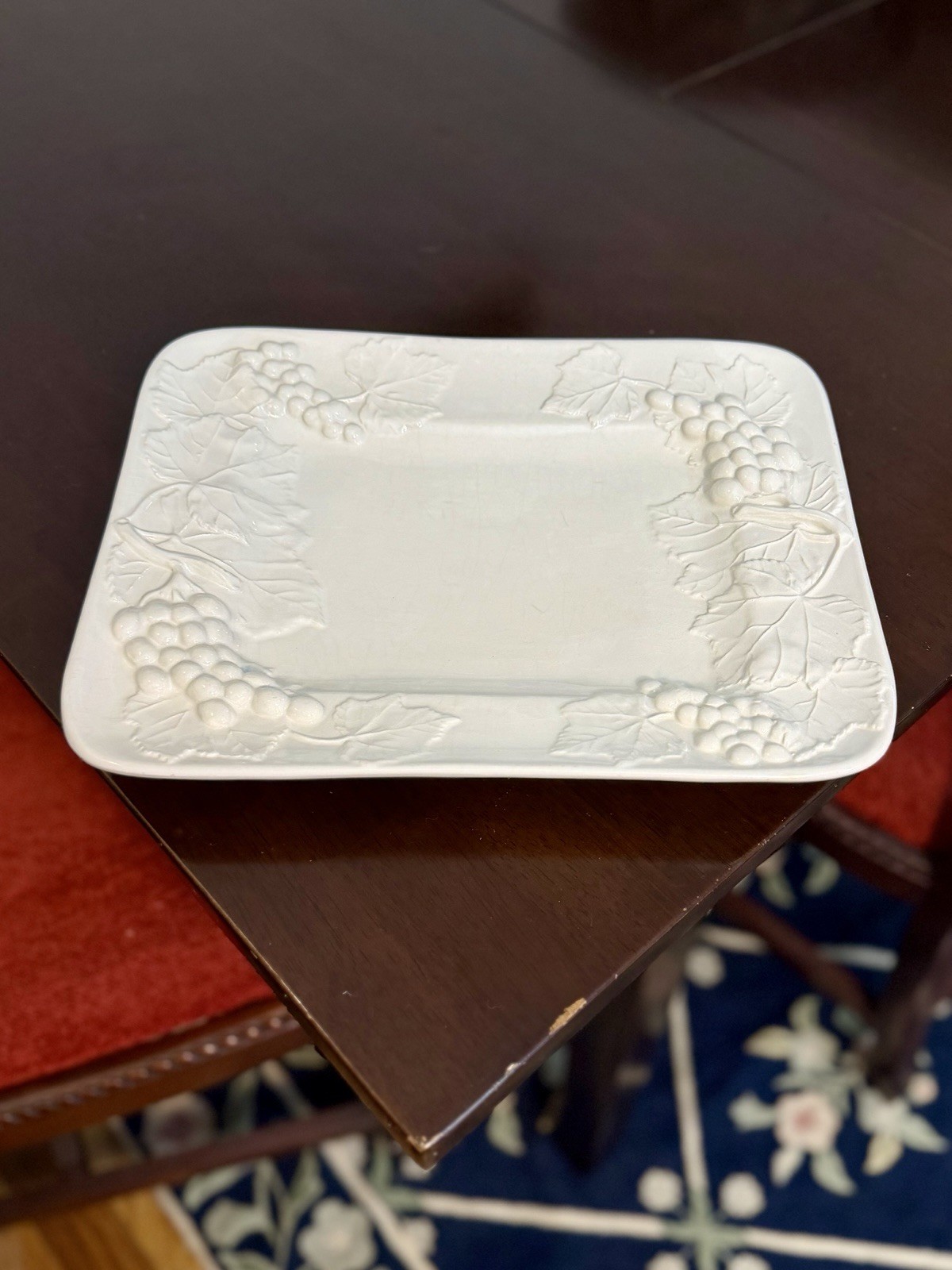 Elios Italian Grapevine Serving Platter Italy Ivory White Pottery Tray Decor