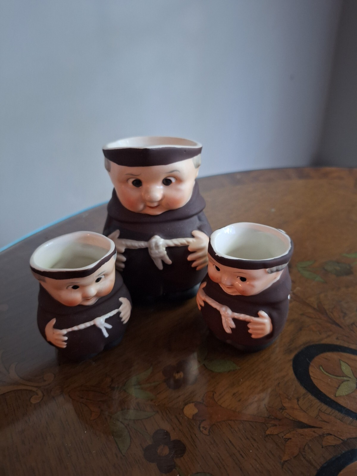 Vtg Set 3 GOEBEL Monk Friar Tuck Creamer Pitcher Made in Germany TM2 1950-1959