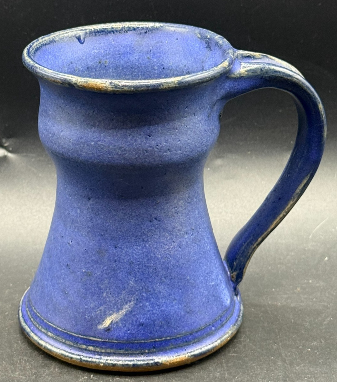 Vintage Blue Hand Thrown Pottery Stoneware Coffee Mug Signed 1992